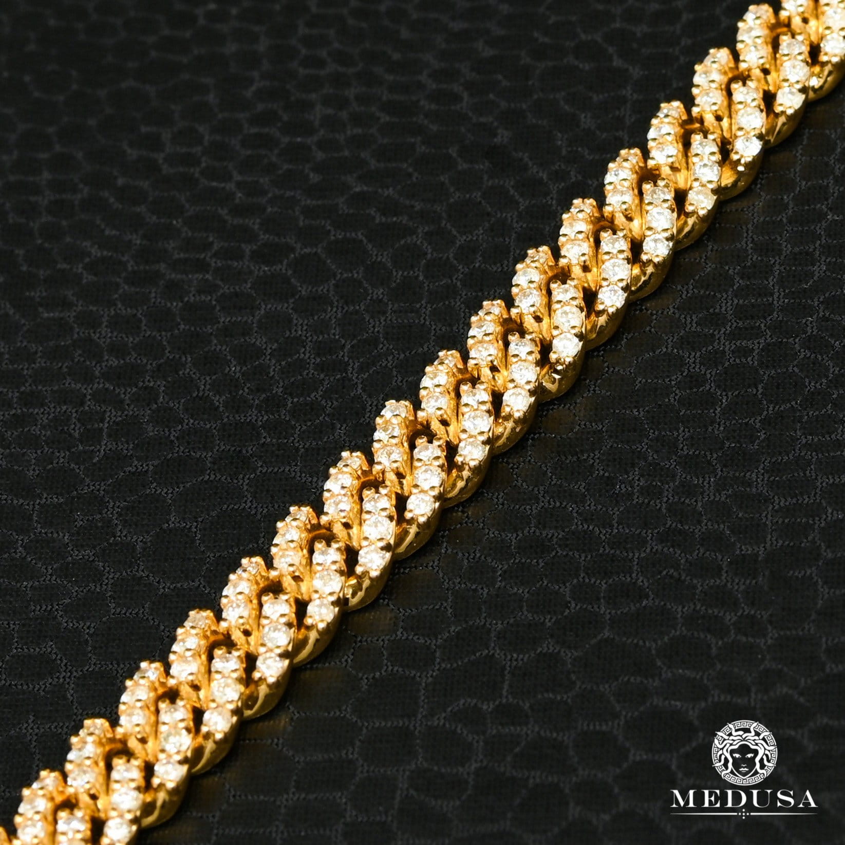 10K Gold Diamond Bracelet | Men's Bracelet 8mm Cuban Prong Bracelet Iced Out 8.5'' / Diamond / Yellow Gold