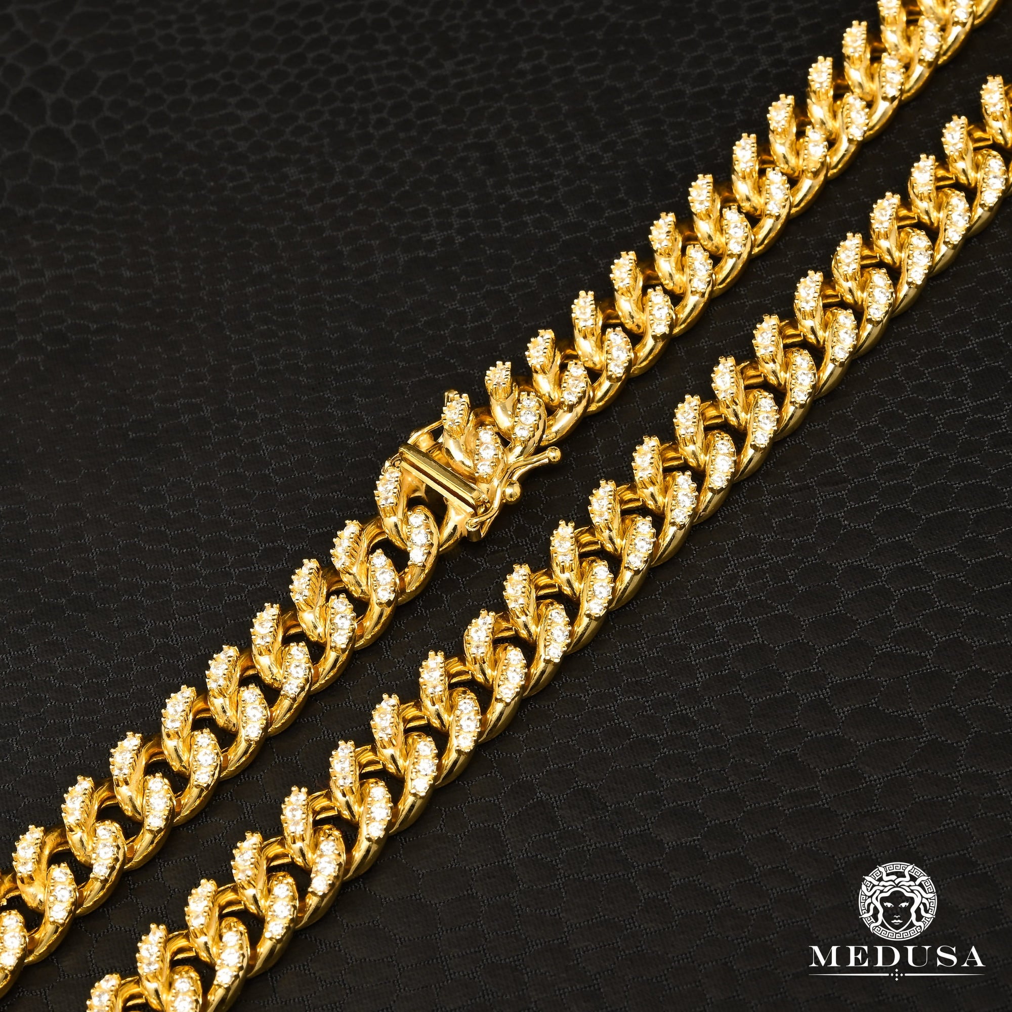 Chaîne en Or 10K | Chaîne 9mm Cuban Link Prong CZ