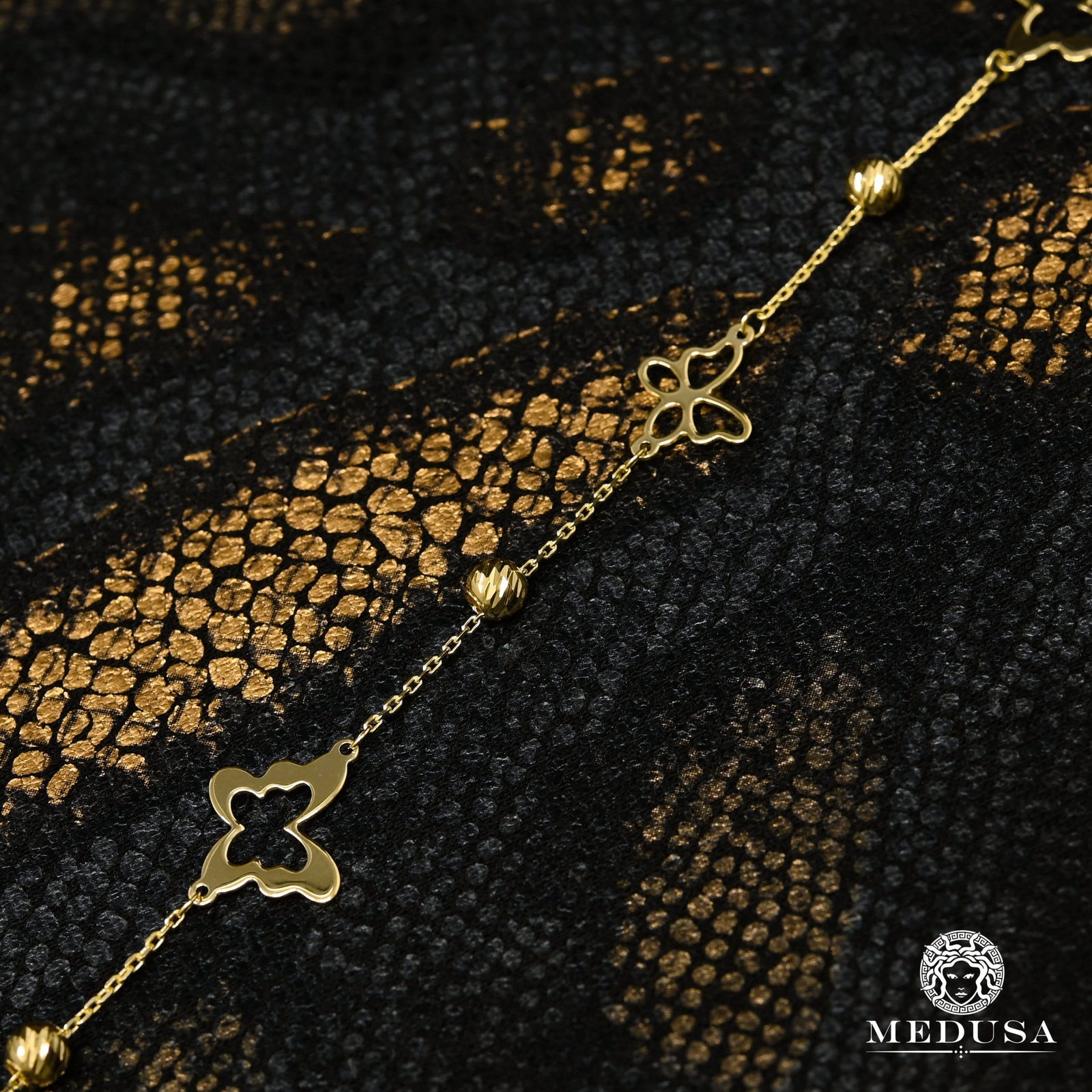 10K Gold Bracelet | Ankle Bracelet F12 - Butterfly Yellow Gold