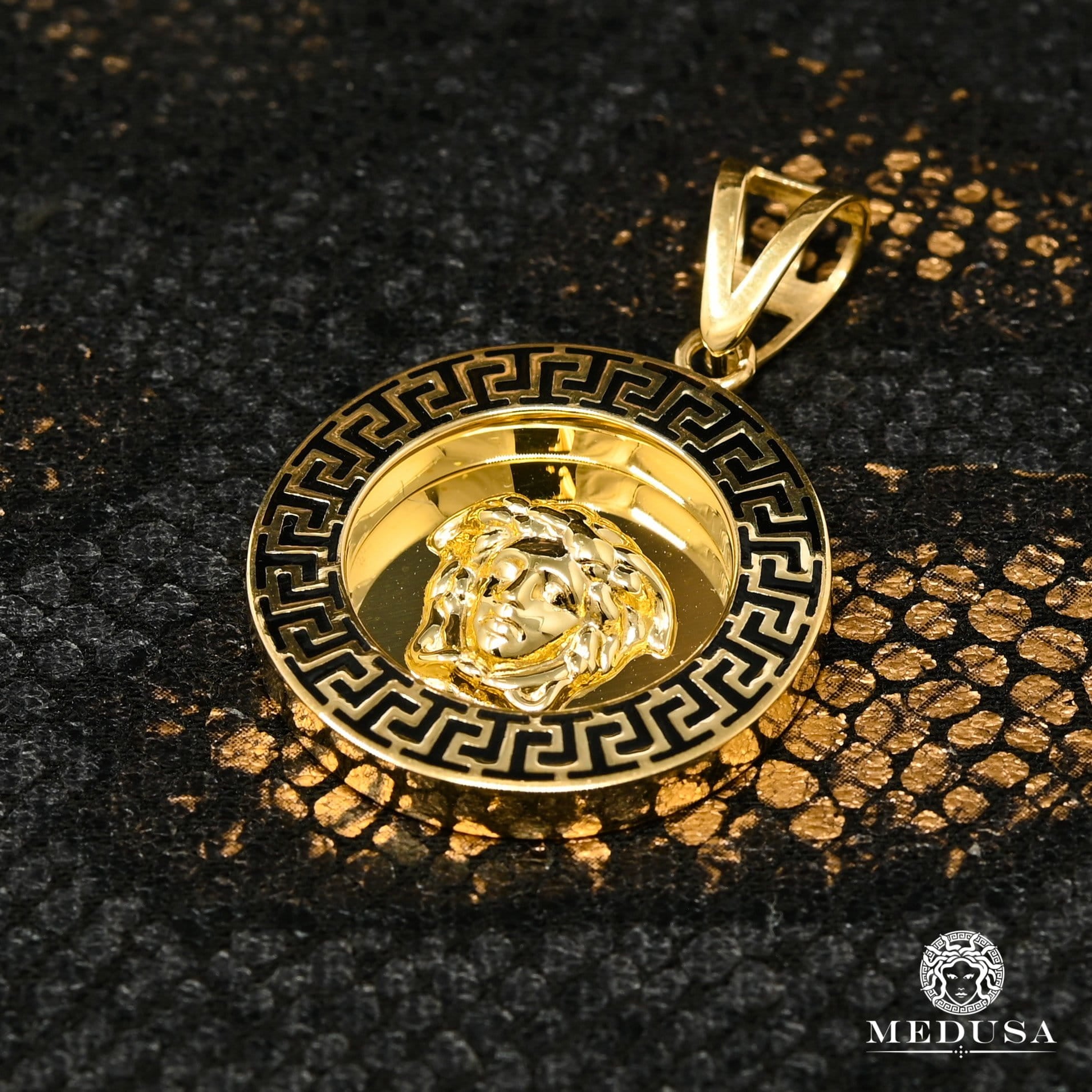 Pendentif en Or 10K | Médaillon Athéna F15 25mm / Or Jaune