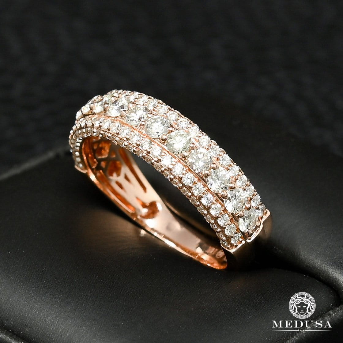14K Gold Diamond Ring | Men's Ring Band D2 Rose Gold - Diamond 1.75CT / Rose Gold