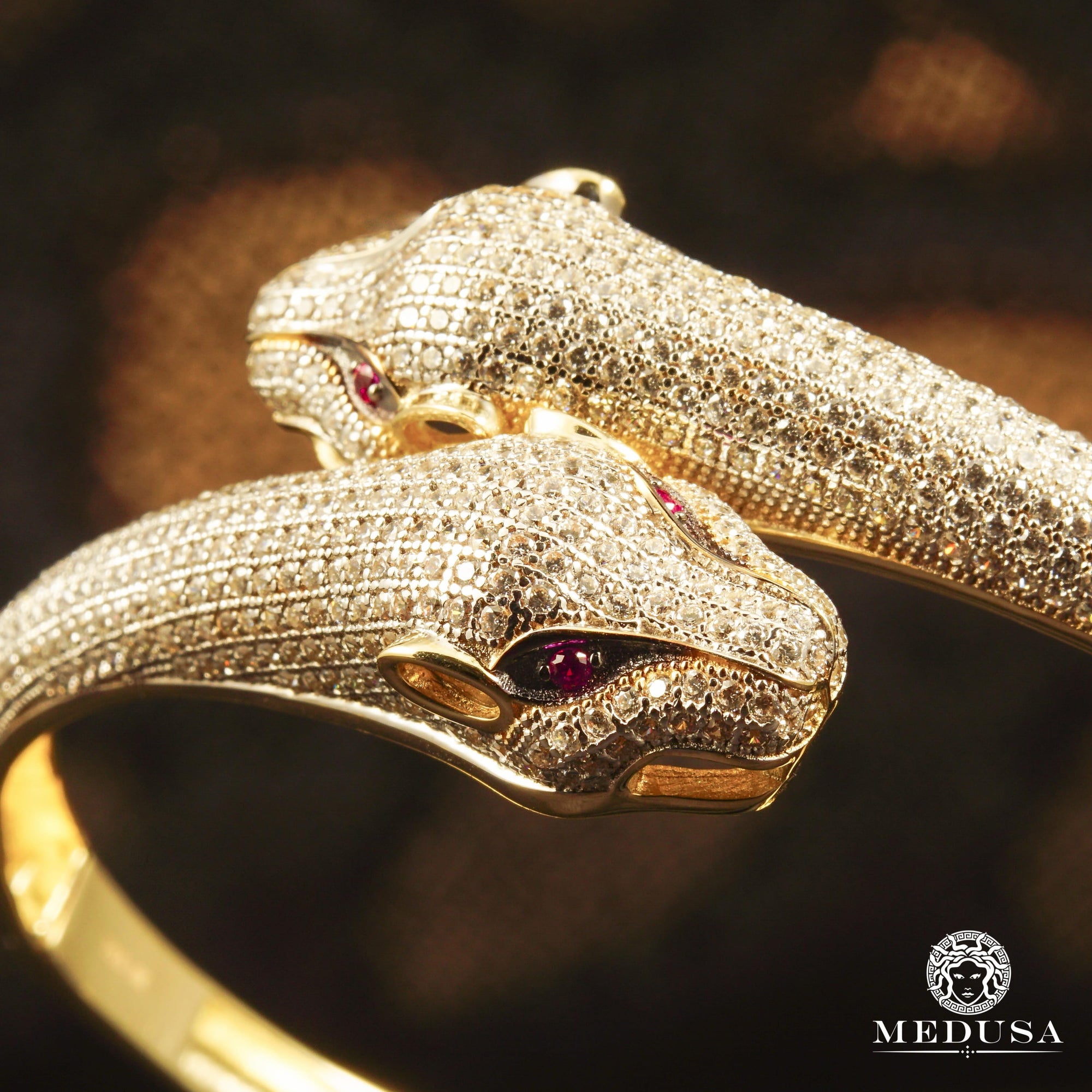 10K Gold Rigid Bracelet | Women&#39;s Bracelet Bangle X3 - Tiger Yellow Gold