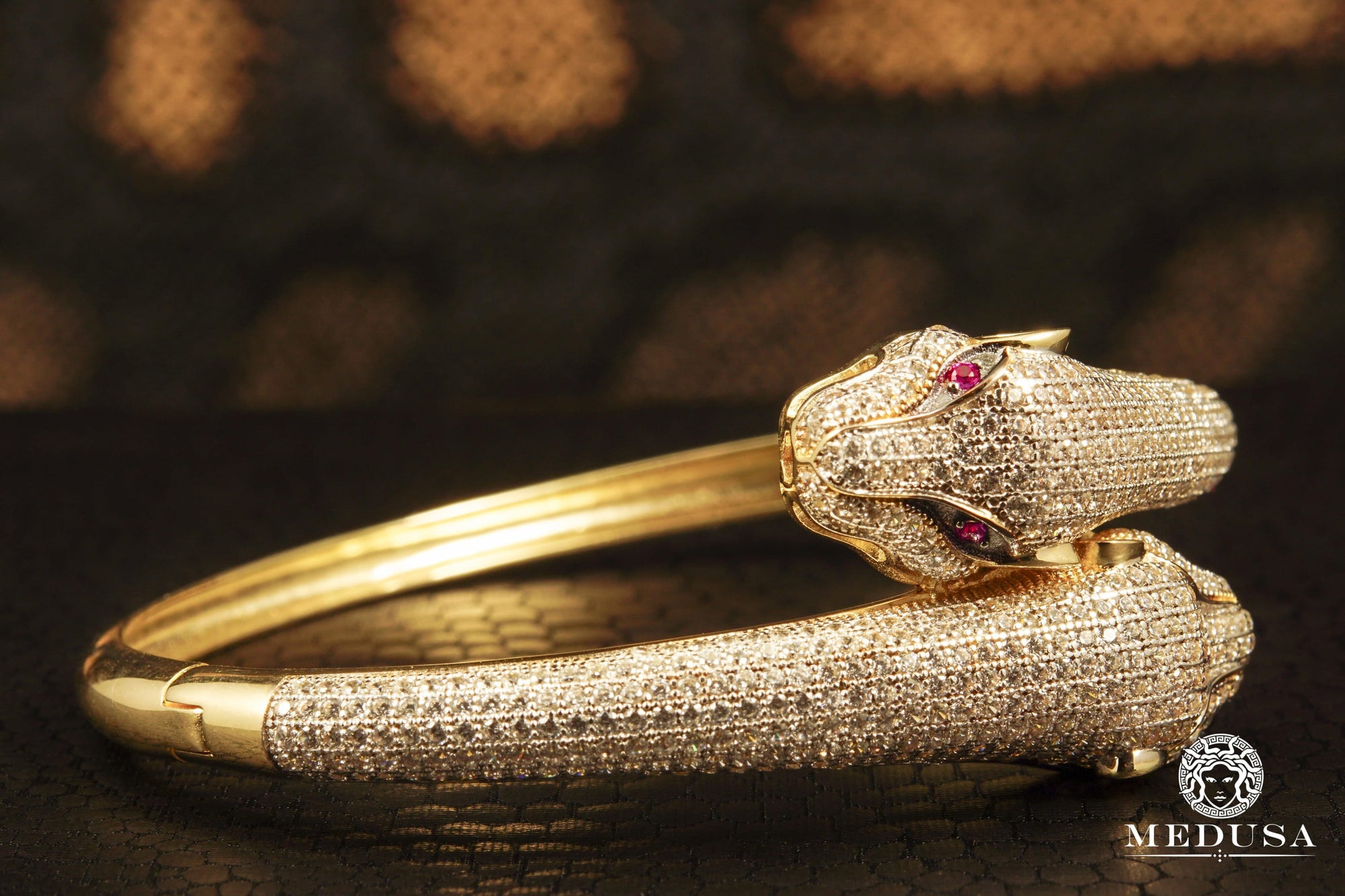 10K Gold Rigid Bracelet | Women&#39;s Bracelet Bangle X3 - Tiger Yellow Gold