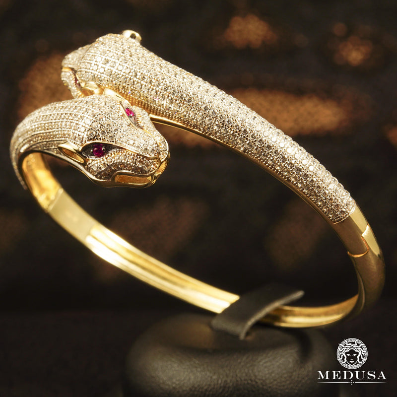 10K Gold Rigid Bracelet | Women&#39;s Bracelet Bangle X3 - Tiger Yellow Gold