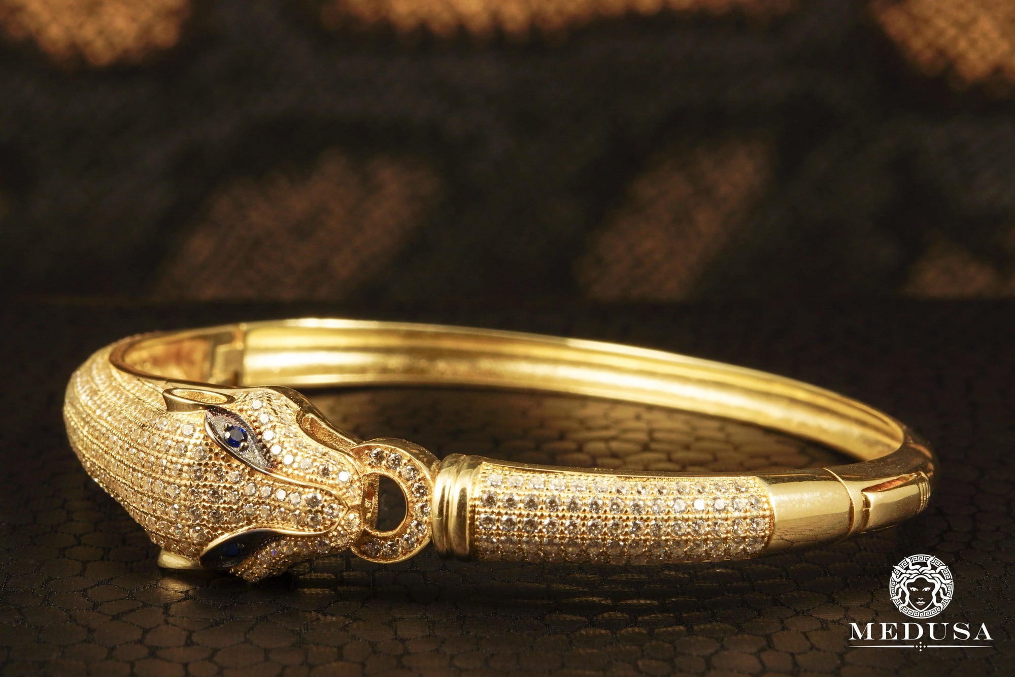 Bracelet Rigide en Or 10K | Bracelet Femme Bangle X4 - Tiger Or Jaune