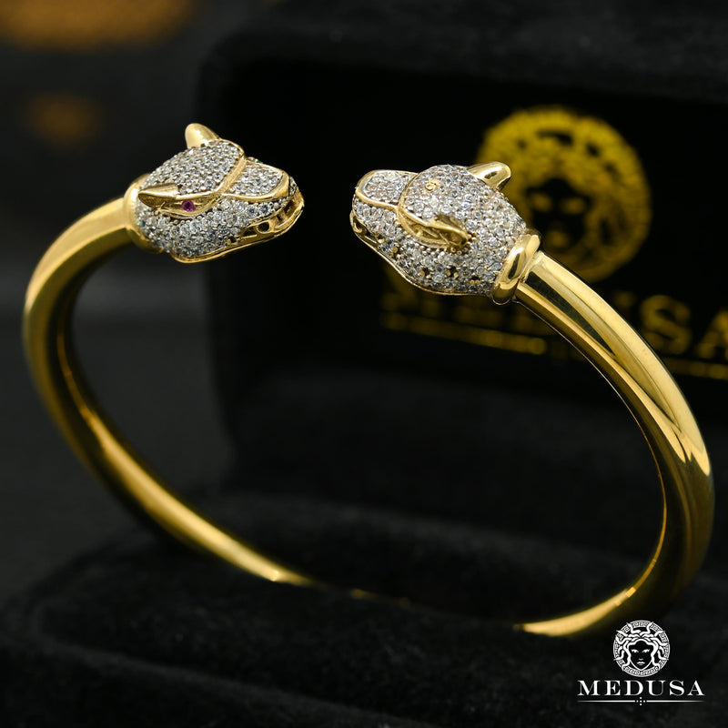 Bracelet Rigide en Or 10K | Bracelet Femme Bangle X8 - Tiger Or Jaune