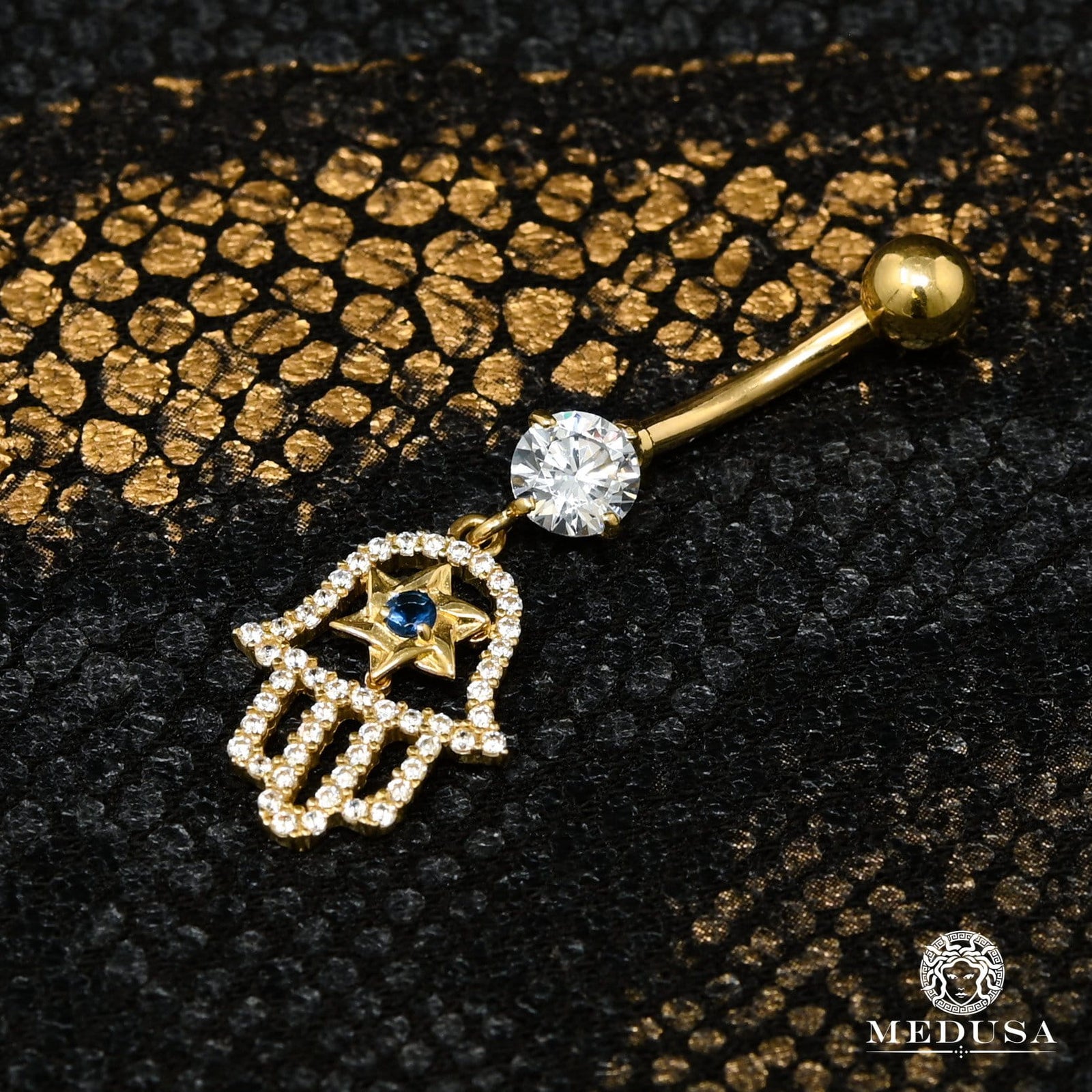 Barbell de Nombril en Or 14K | Bijoux Piercing Barbell F28 Or Jaune