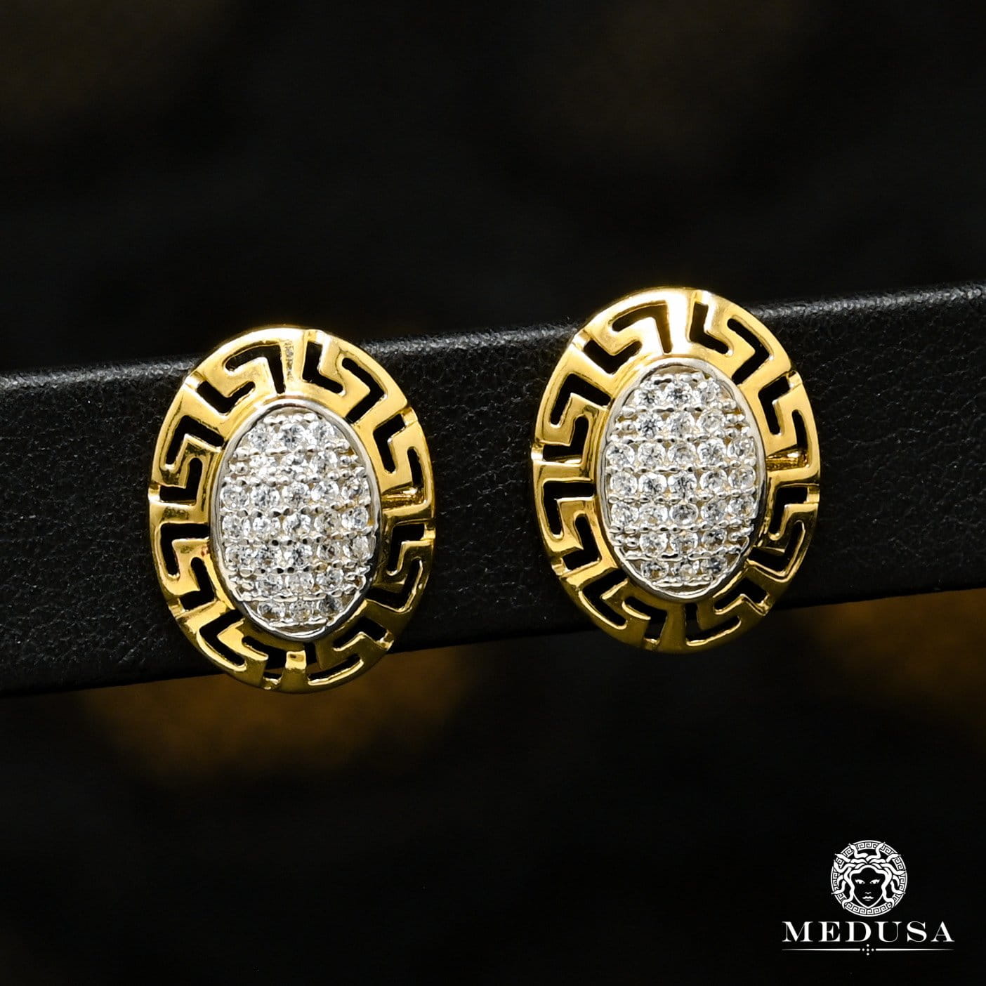 10K Gold Studs | Bolt F12 Gold 2 Tone Earrings