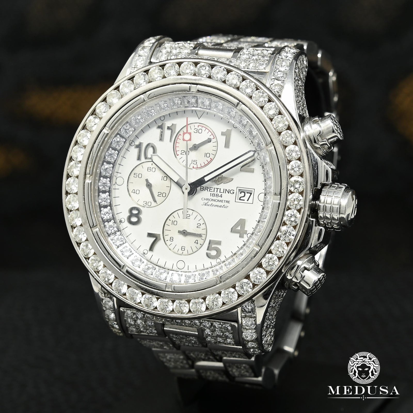 Montre Breitling | Montre Homme Breitling Super Avenger - Iced Out Stainless