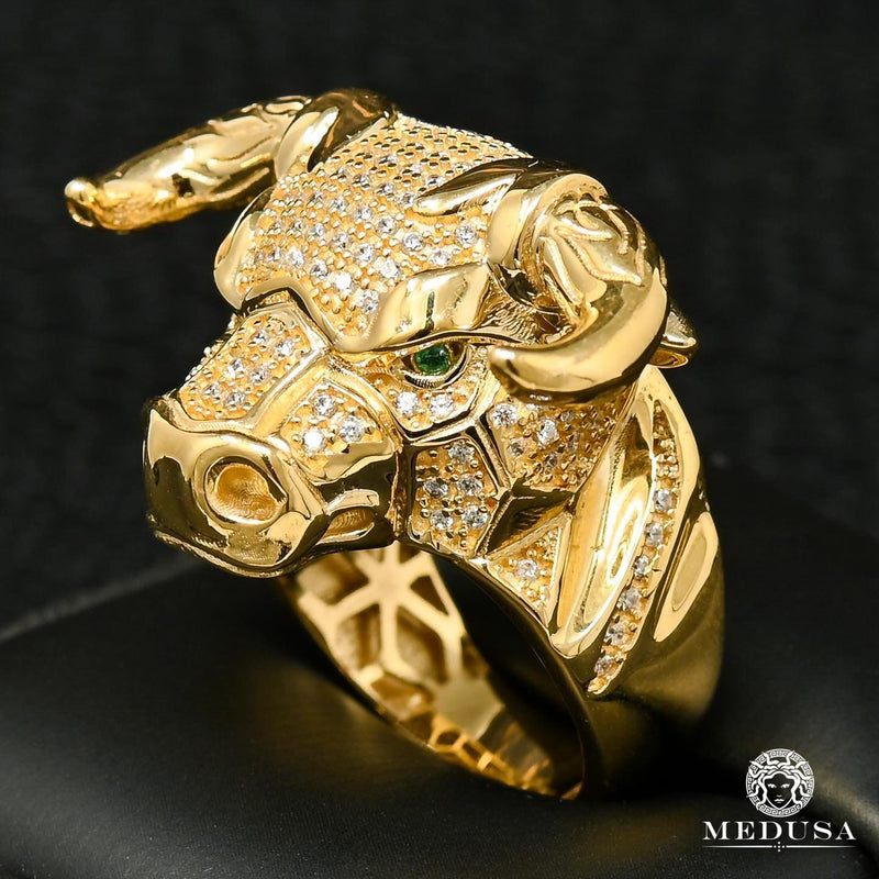 10K Gold Ring | Men&#39;s Ring Bull H2 Yellow Gold