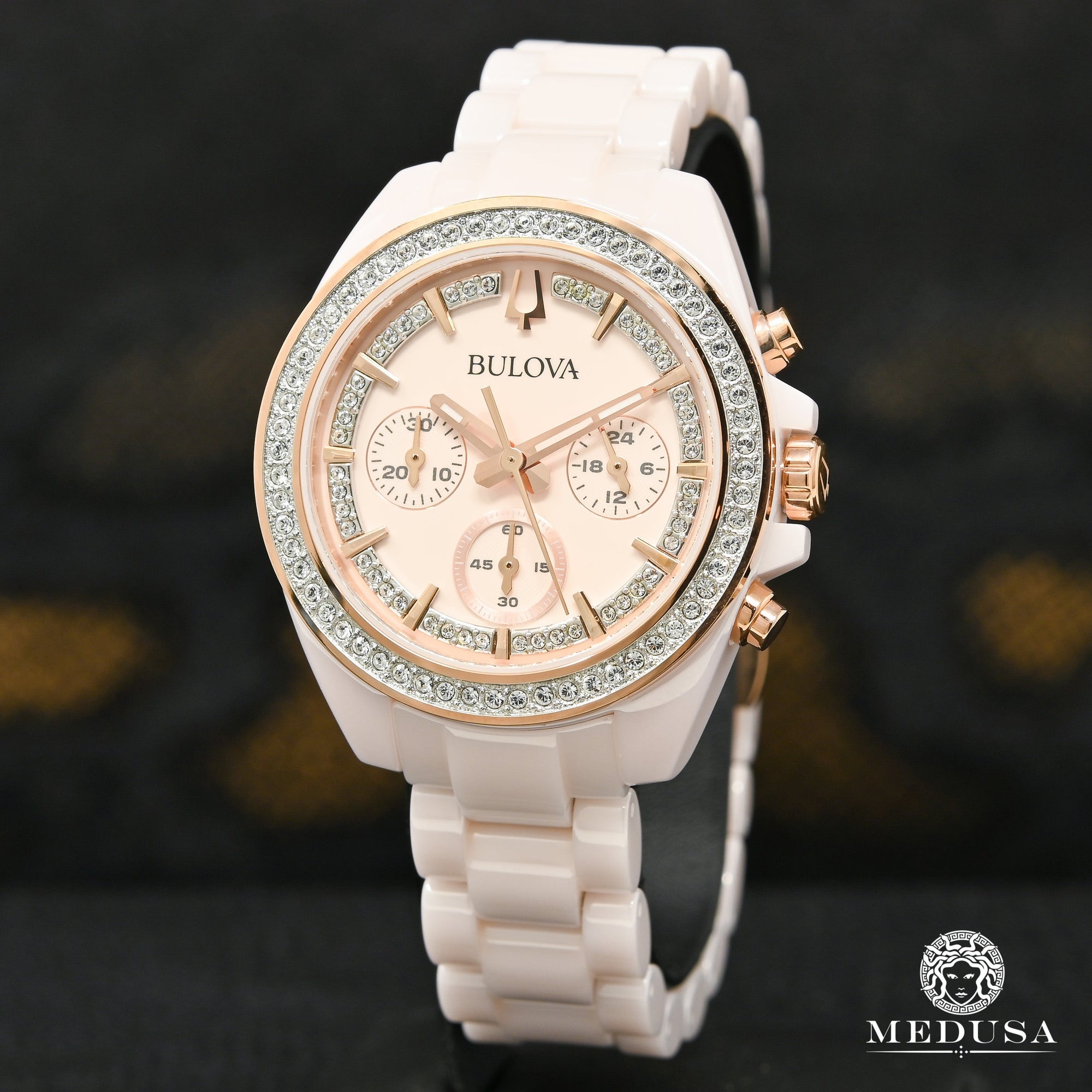 Bulova Watch | Bulova Ceramic Women's Watch - 98L282 Swarovski/Rose Gold