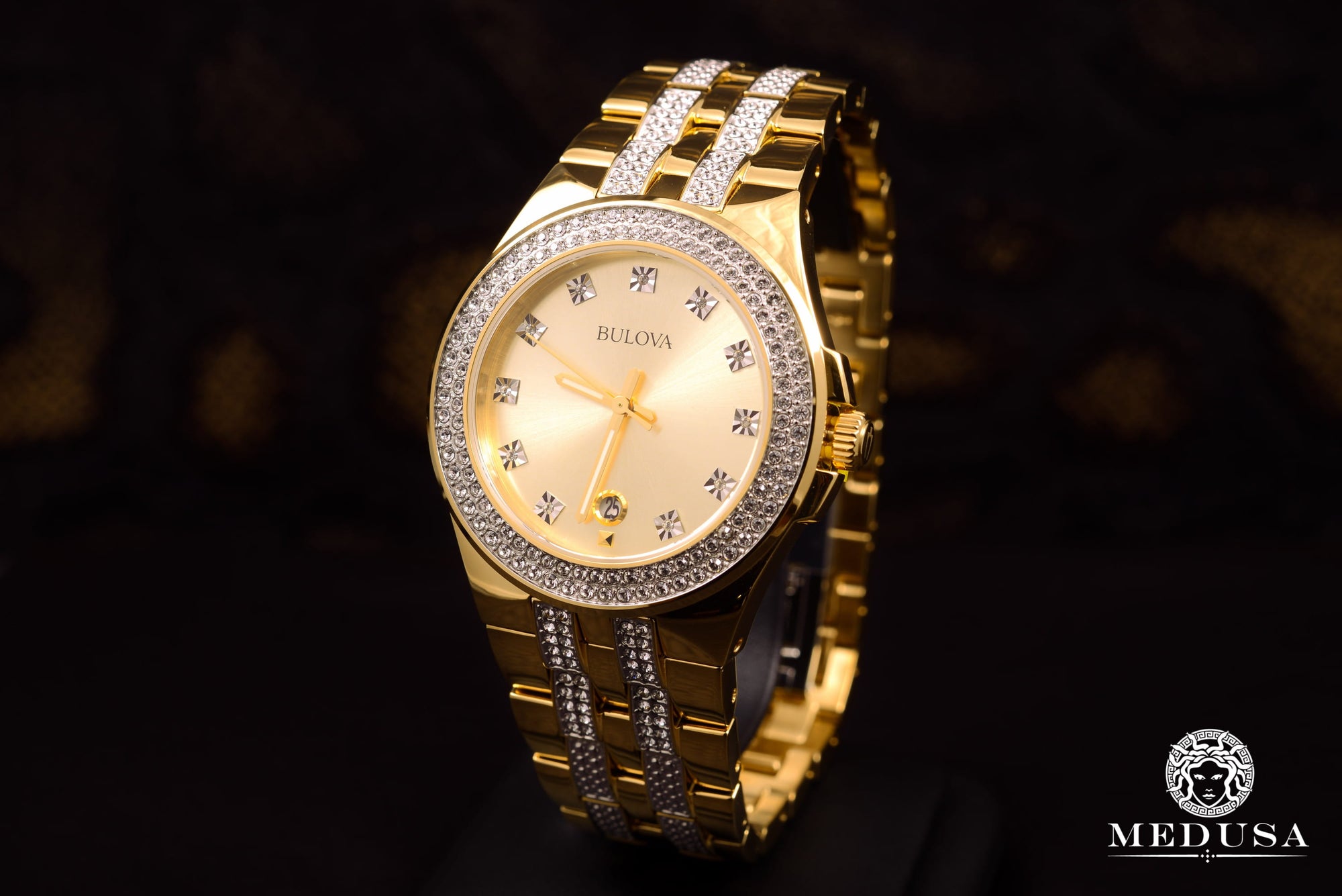 Montre Bulova | Montre Homme Bulova Cristal - 98B174 Swarovski / Or Jaune