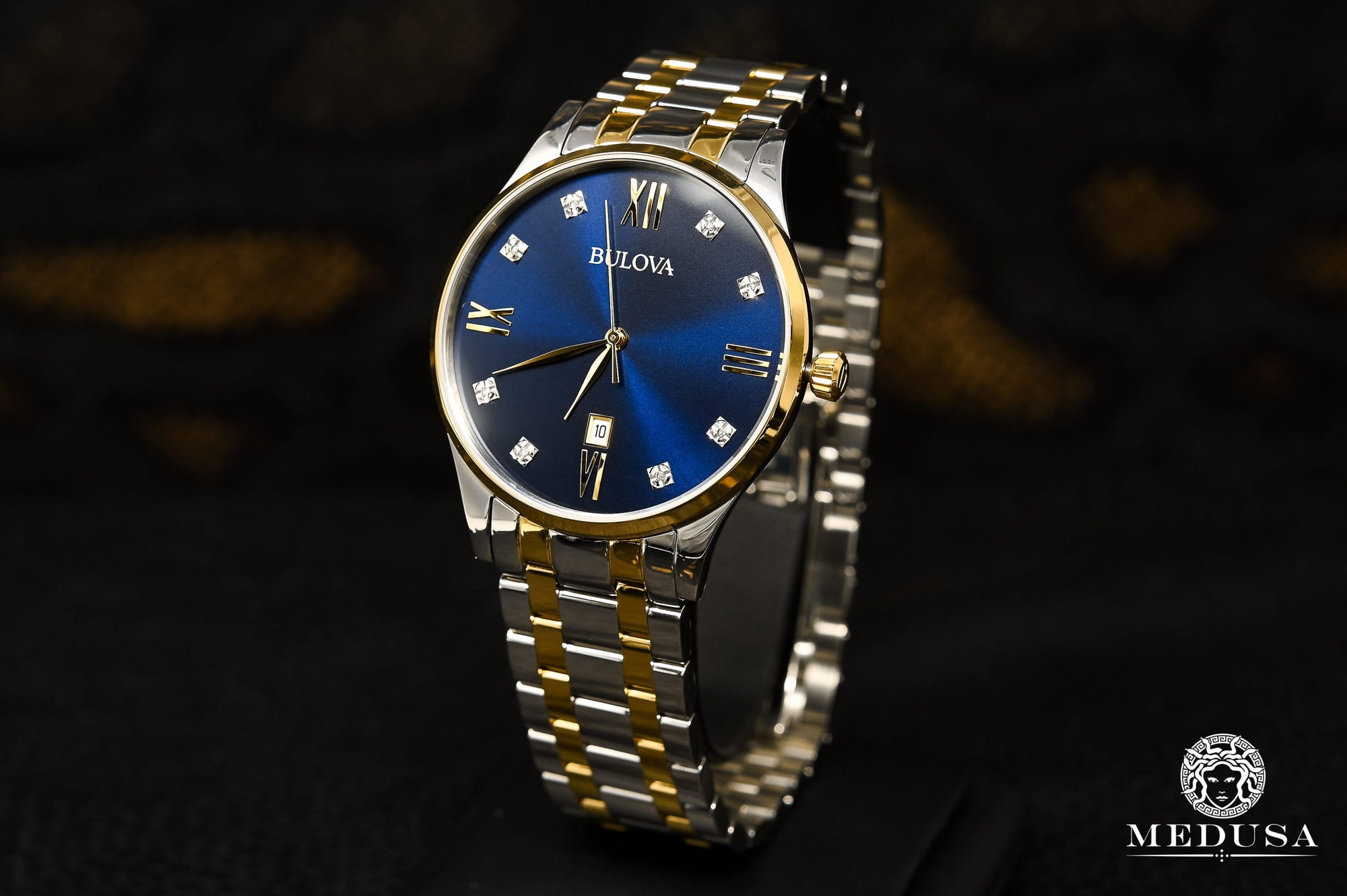 Bulova Watch | Bulova Diamonds Men&#39;s Watch - 98D130 Diamond / 2 Tone Gold