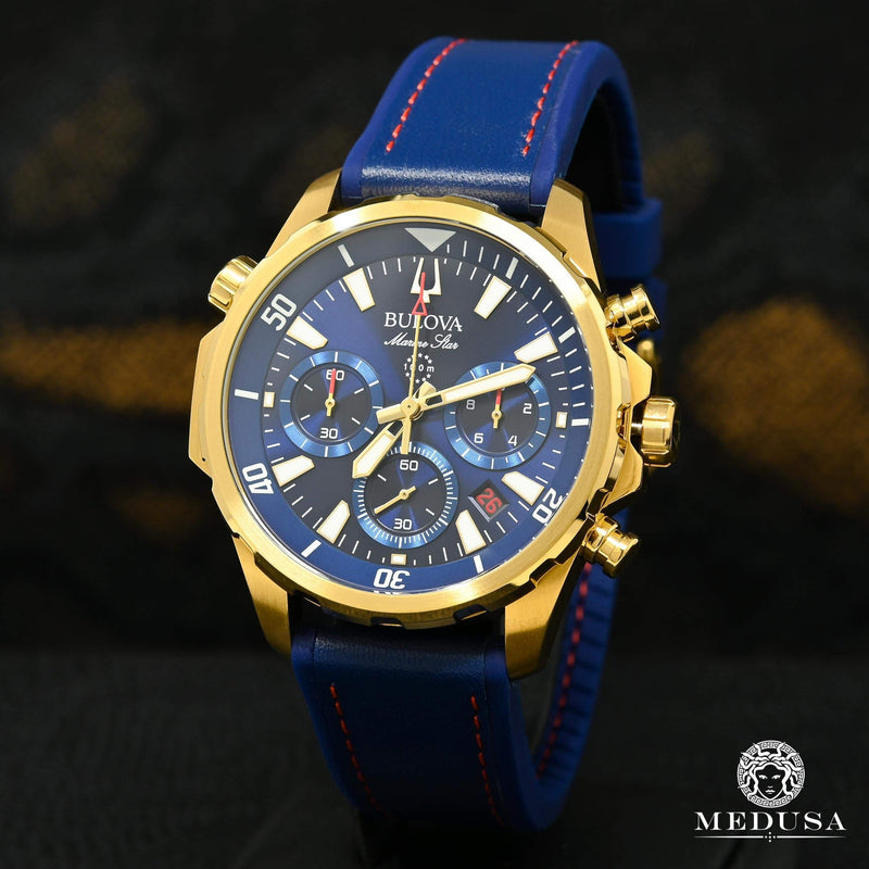 Bulova Watch | Bulova Marine Star Men&#39;s Watch - 97B168 Yellow Gold