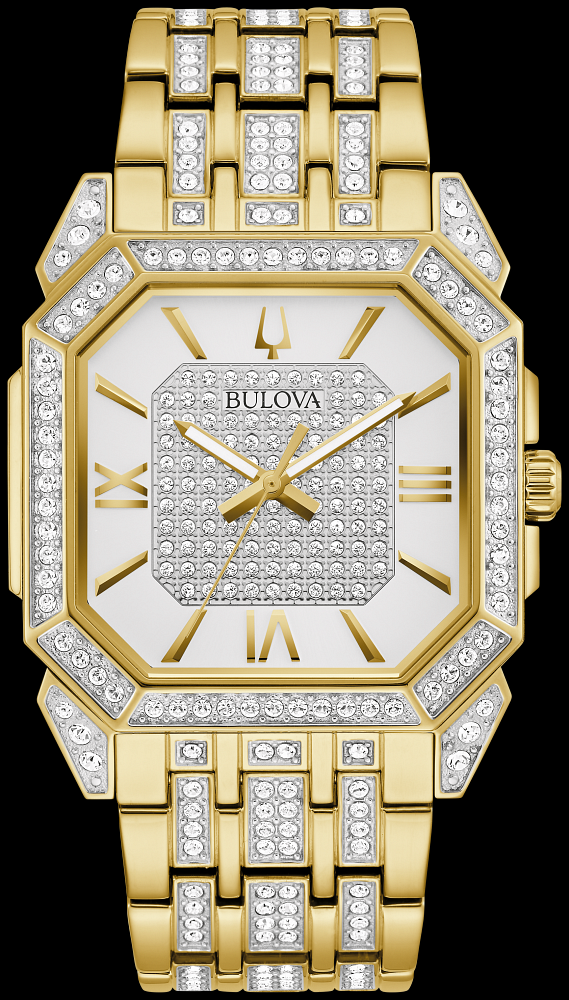 Montre Bulova | Montre Homme Bulova Quadra Cristal - 98A295 Swarovski / Or Jaune
