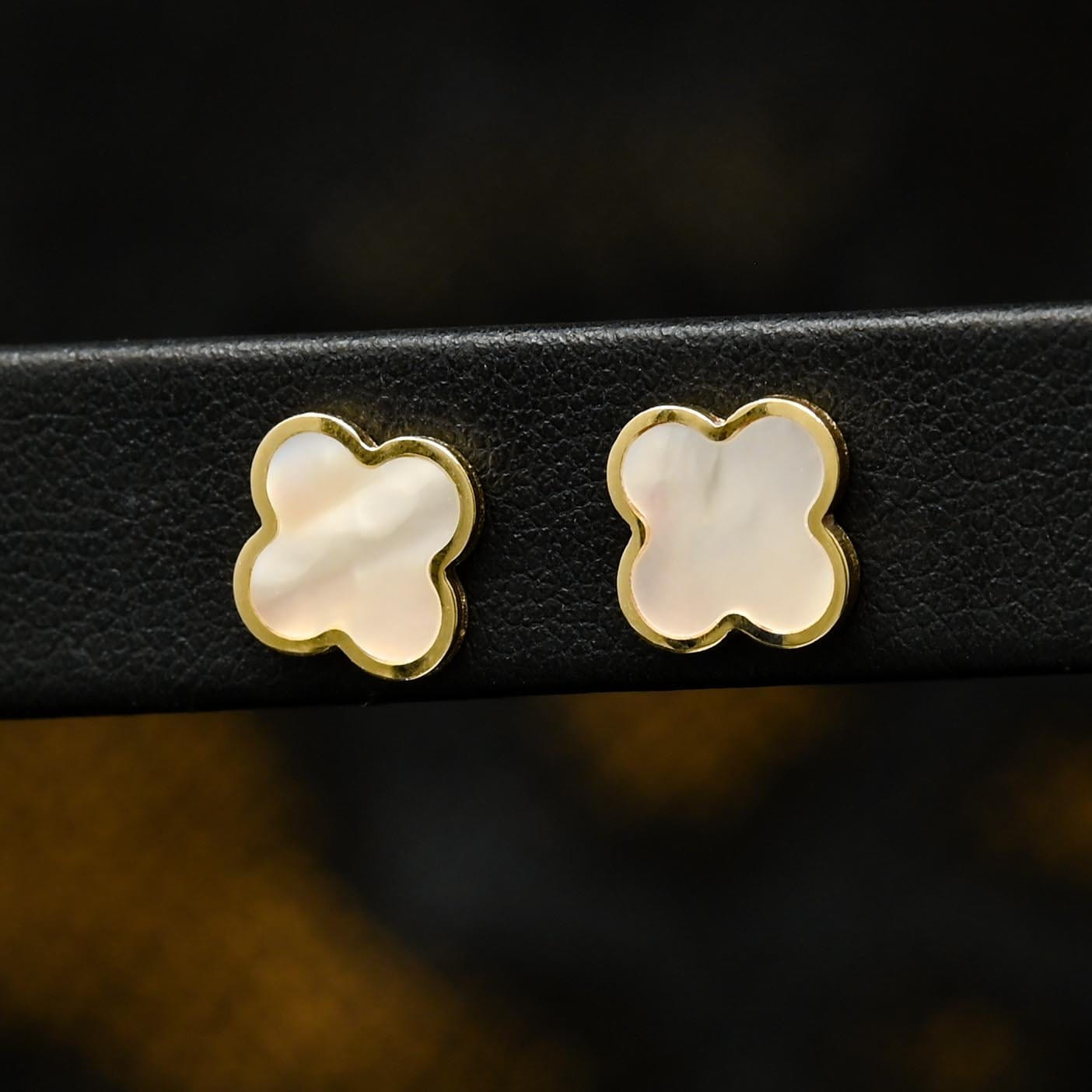 10K Gold Studs | Clover F1 Yellow Gold Earrings