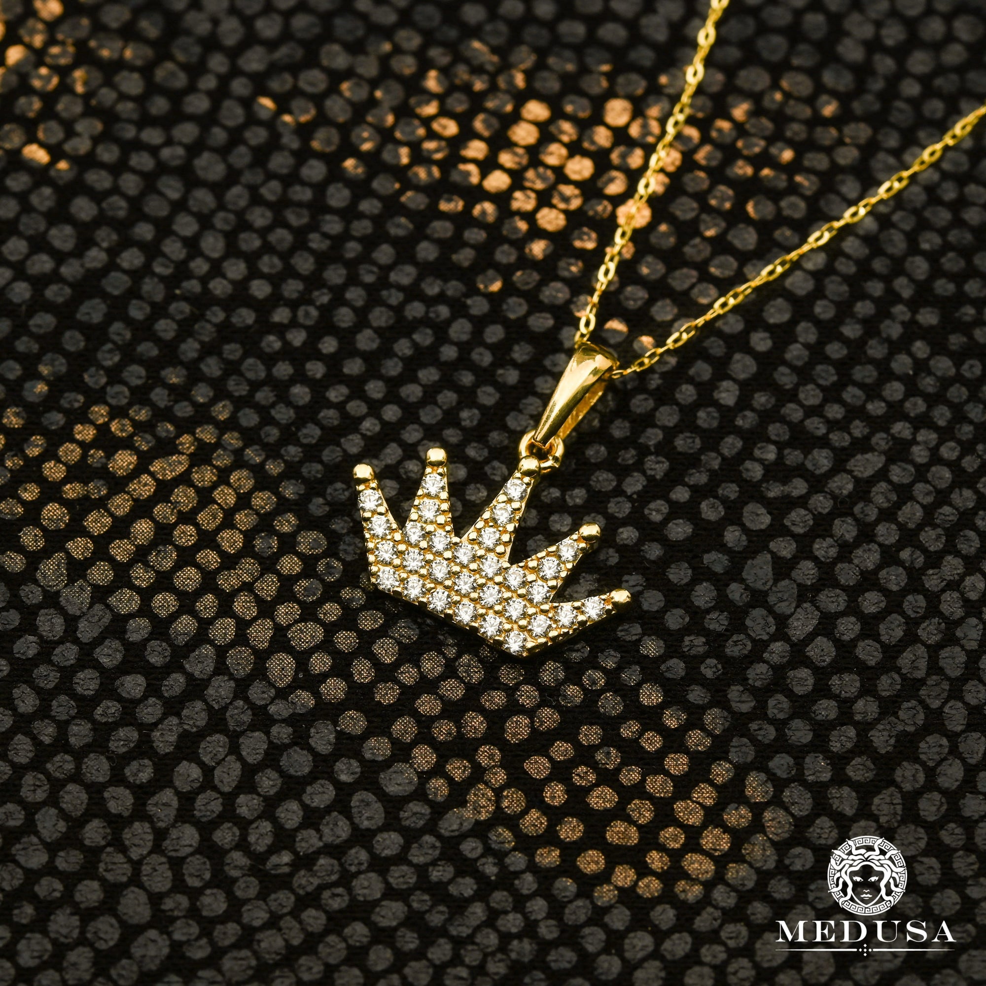 Collier en Or 10K | Collier Femme Crowny X2 Or Jaune