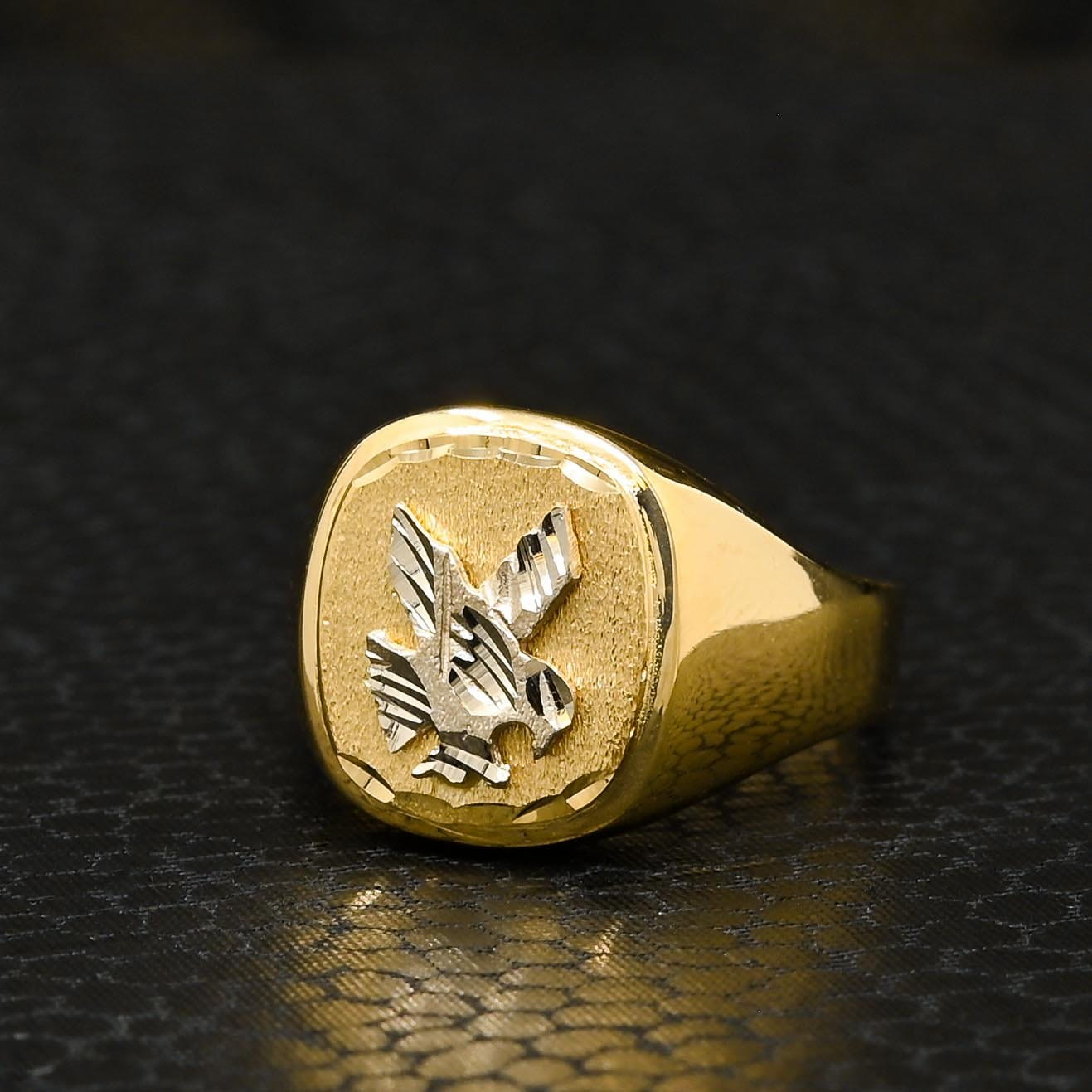 10K Gold Ring | Men's Ring Eagle H7 Gold 2 Tones