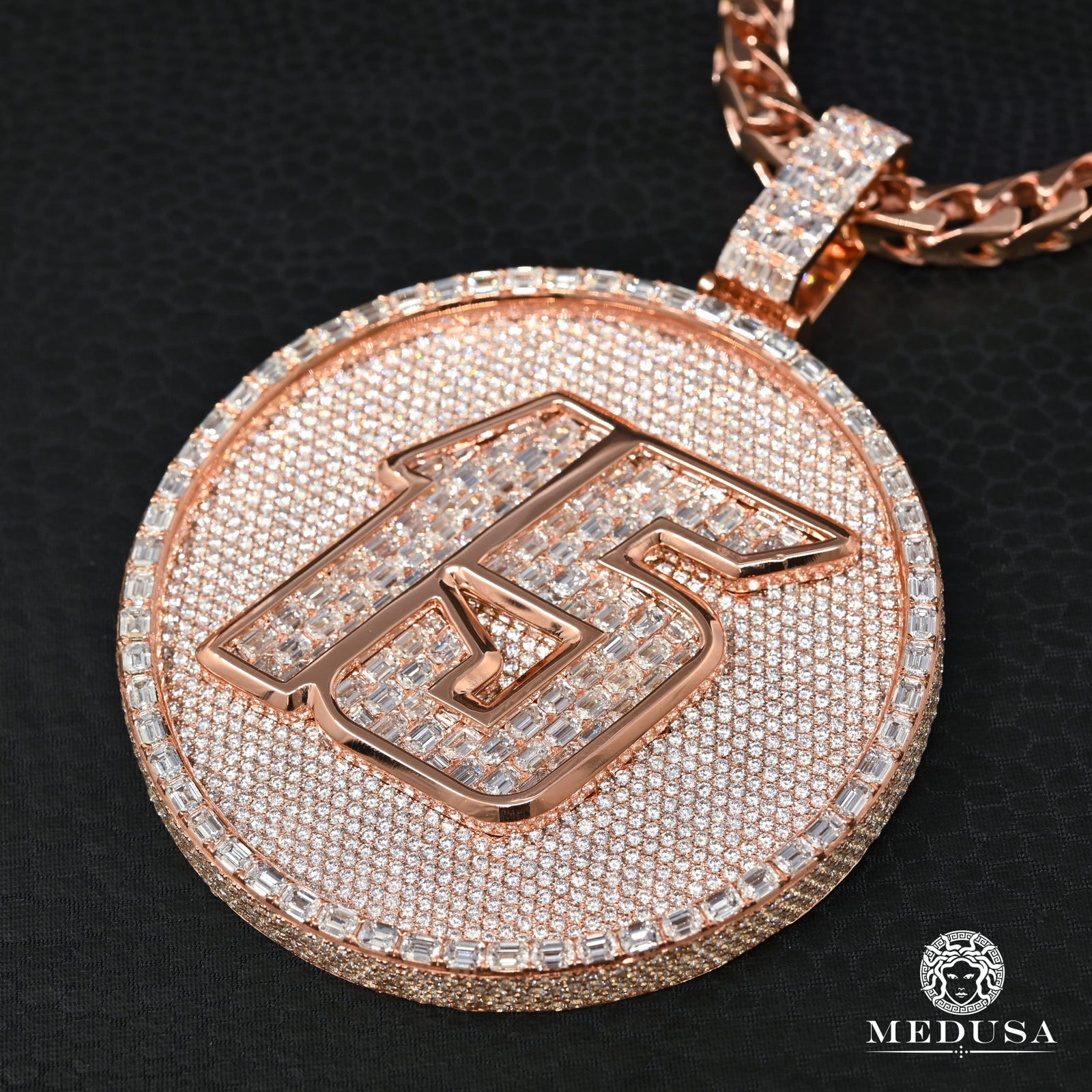 10K Gold Diamond Pendant | Divers Emerald D1 Pendant - Rose Gold Diamond