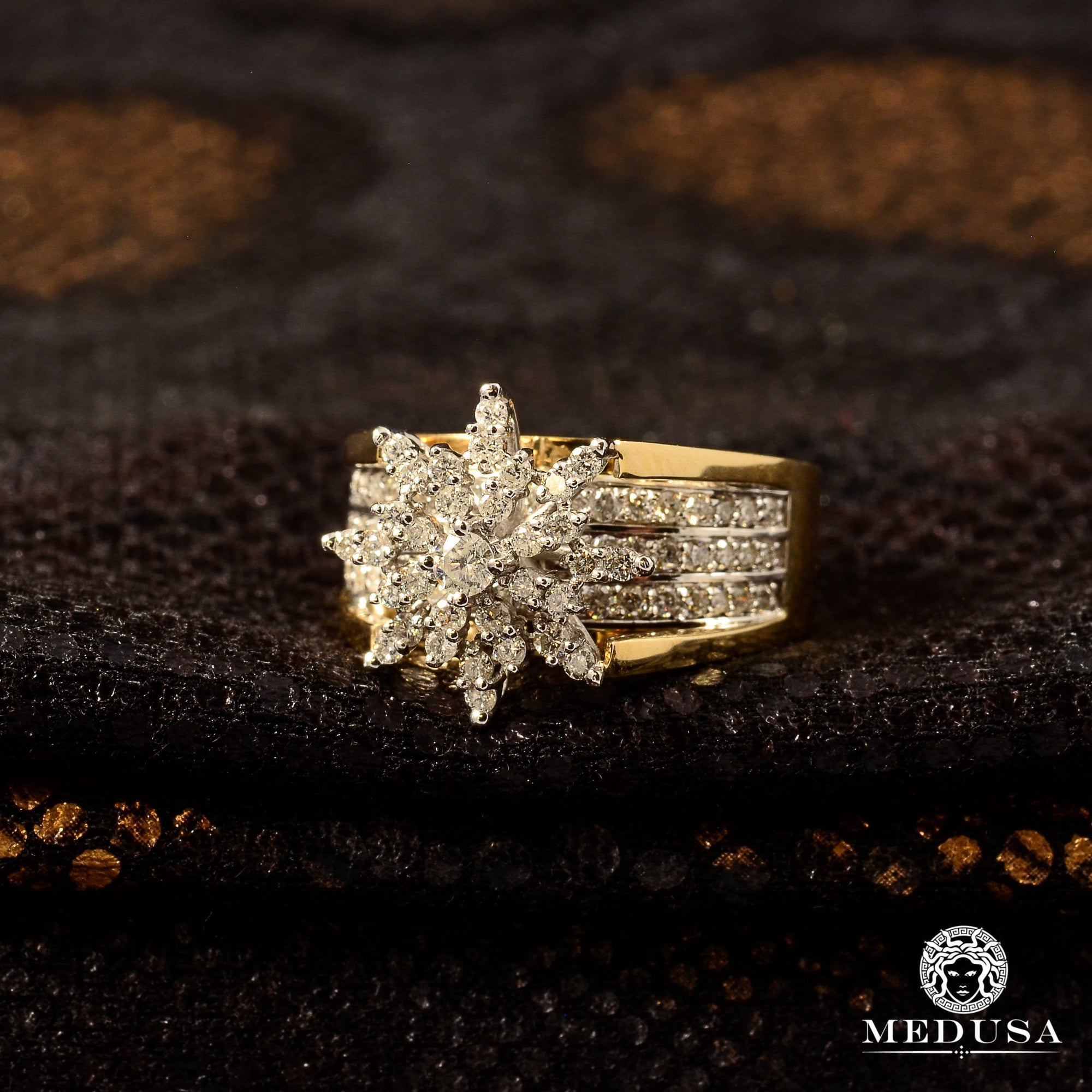 Bague à Diamants en Or 10K | Bague Femme Flower D2 - Diamant