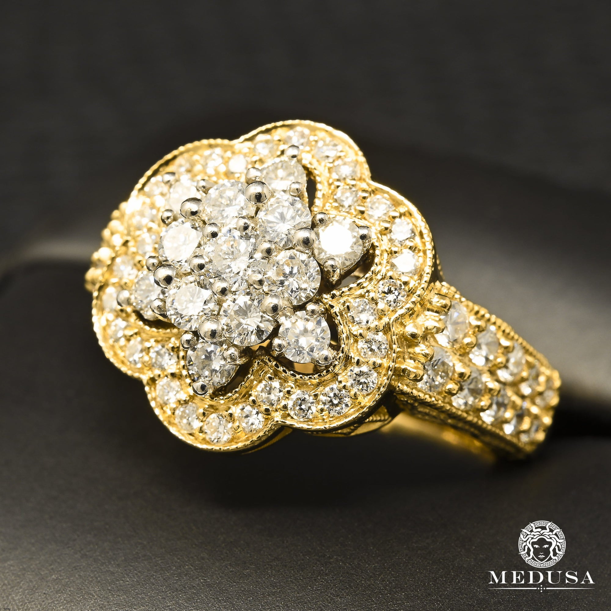 Bague à Diamants en Or 14K | Bague Femme Flower D3 - Diamant 1.40CT / Or Jaune