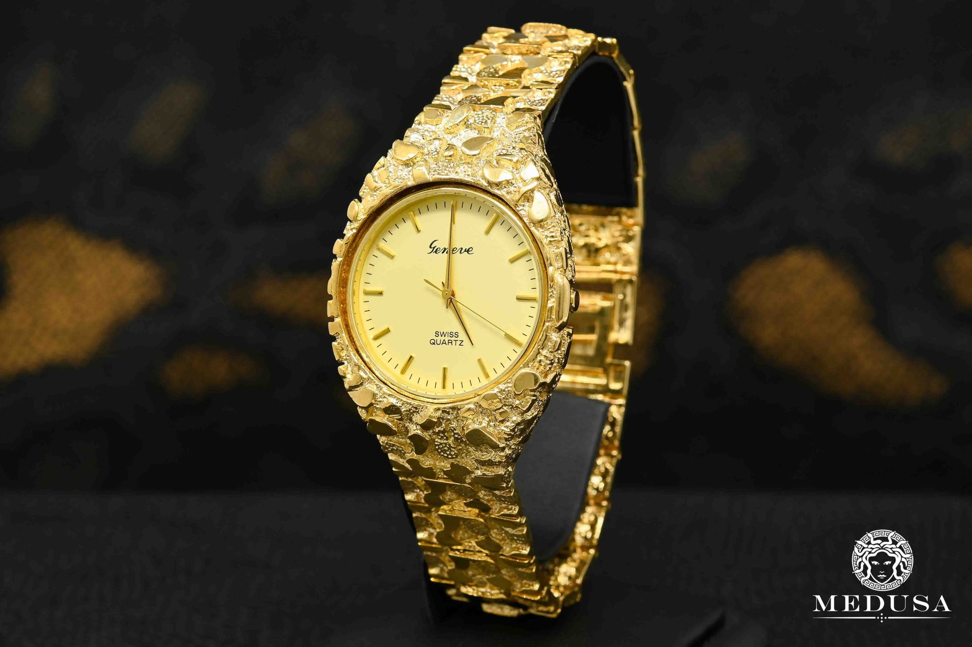 Montre en Or 10K | Montre Homme Genève H4 - Nugget Or Jaune