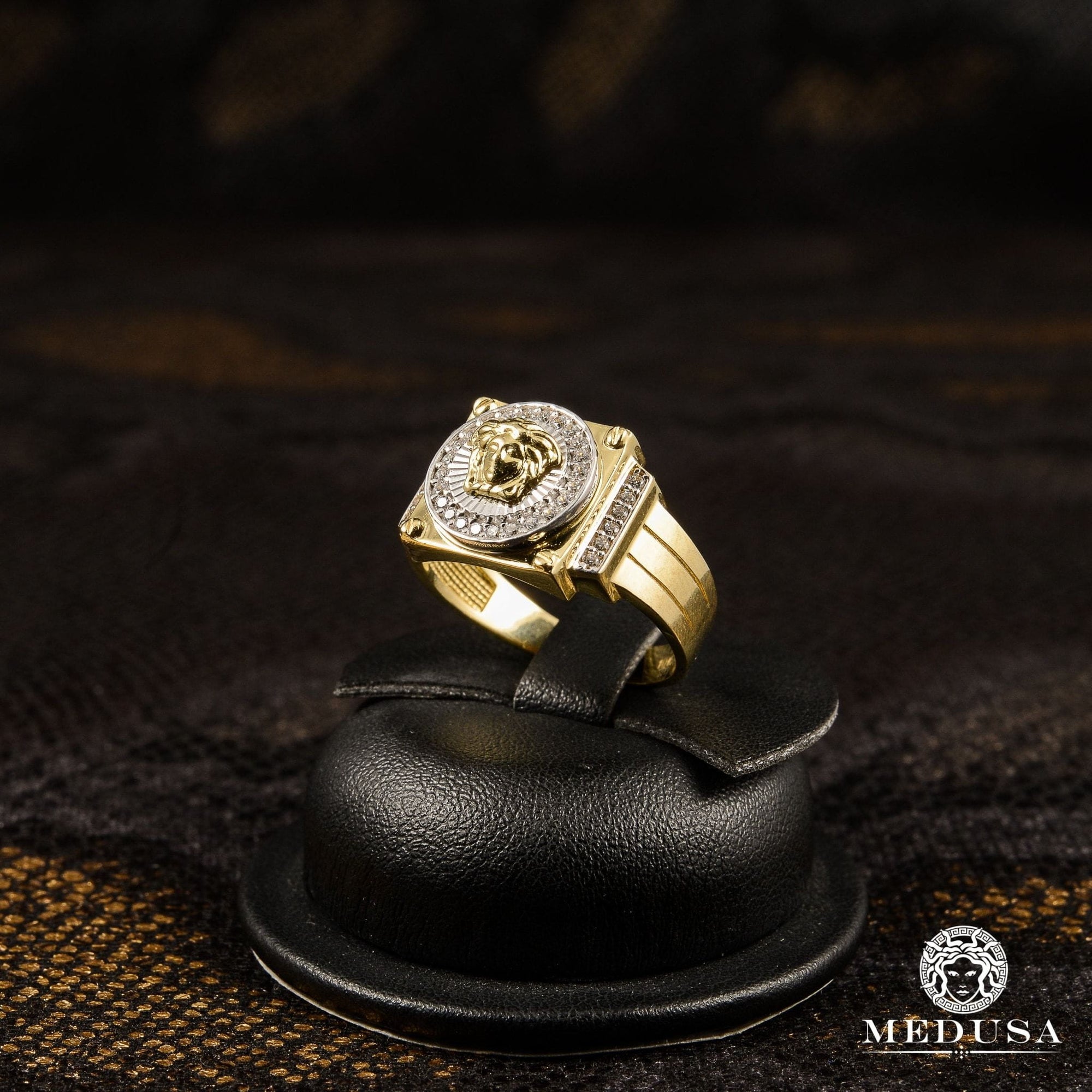 Bague en Or 10K | Bague Homme Glam H4 Or 2 Tons