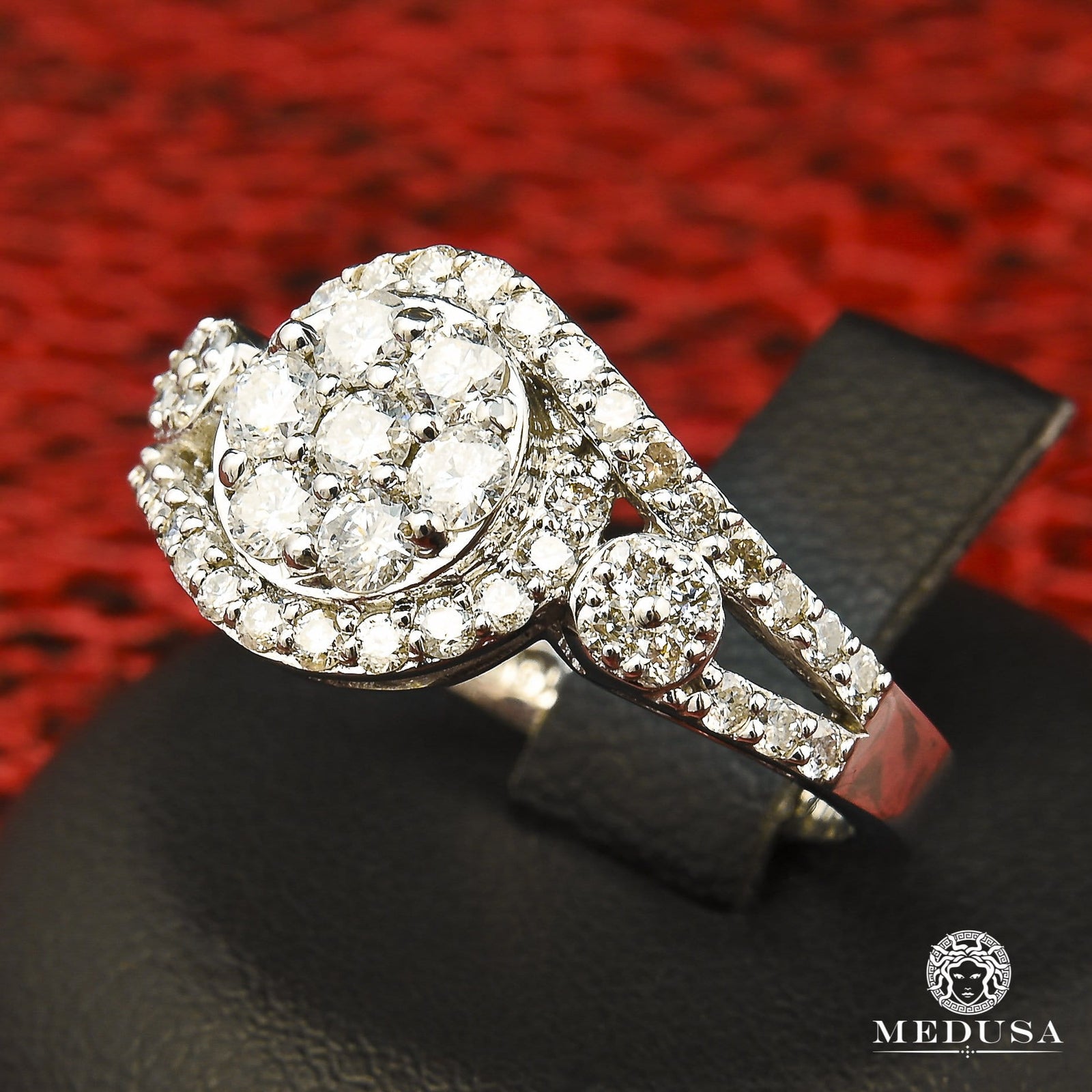 10K Gold Diamond Ring | Glass D5 Women's Ring - 1.00CT Diamond / White Gold