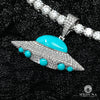Pendentif à Diamants en Or 10K | Bijoux Custom Glowing Spaceship - Diamant Or Blanc
