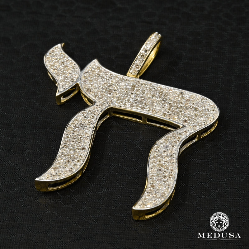 10K Gold Diamond Pendant | Various Hebrew D1 Pendant - 2 Tone Gold Diamond