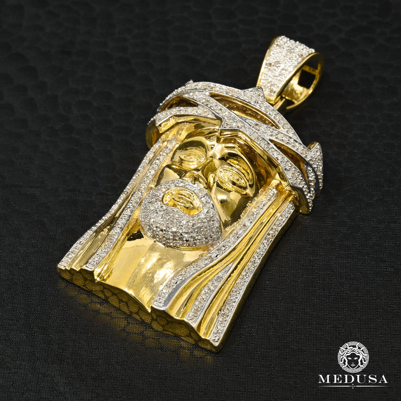 10K Gold Diamond Pendant | Miscellaneous Jesus D6 Pendant - 2 Tone Gold Diamond