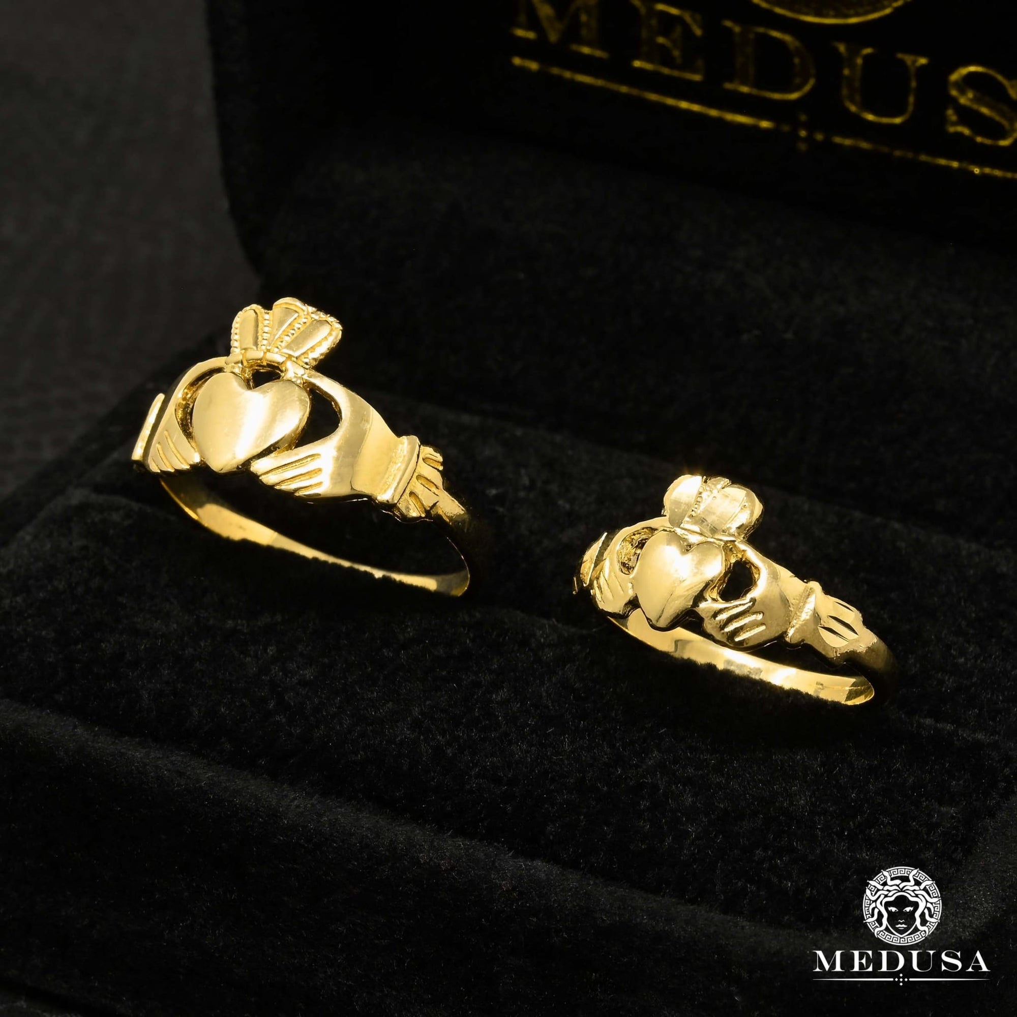 10K Gold Band | Men's Band Her & Him Claddagh Band ''Her & Him'' / Yellow Gold