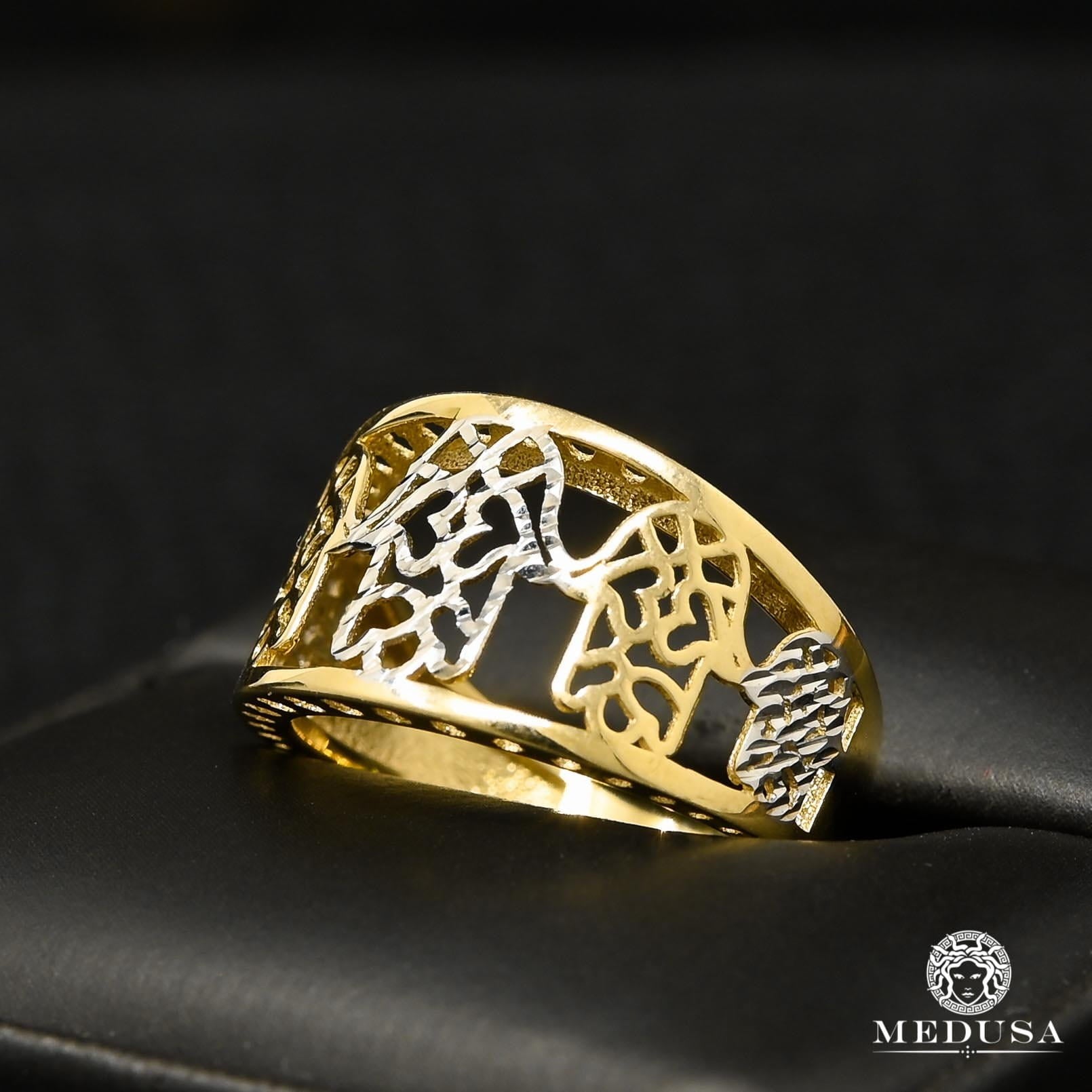 10K Gold Ring | Women's Ring Khamsa F2 Gold 2 Tones