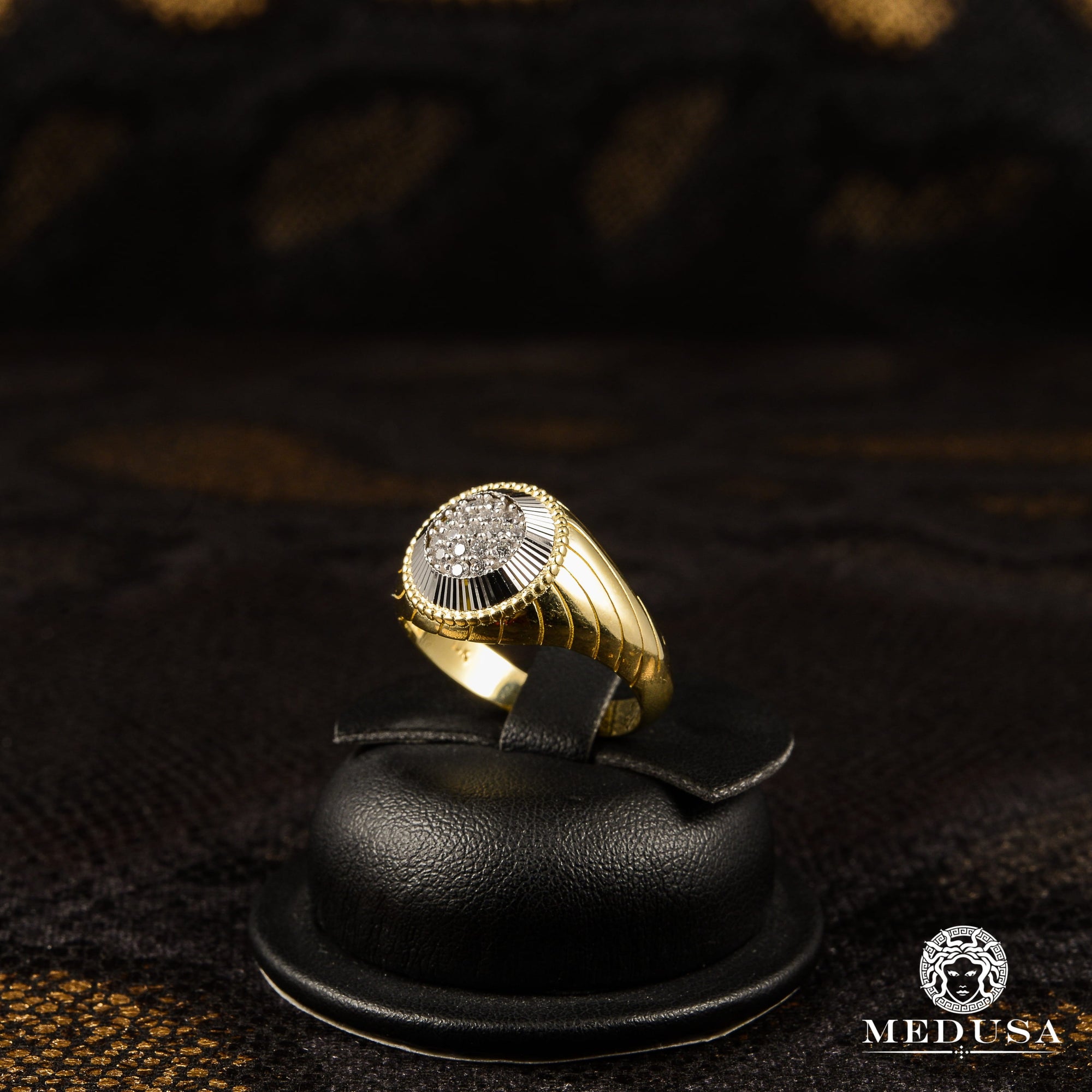 10K Gold Ring | Men's Ring Mirror H1 Gold 2 Tones