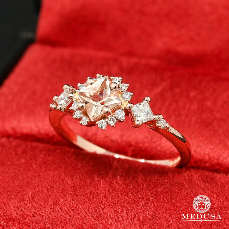 14K Gold Diamond Ring | Women&#39;s Ring Morganite D7 - Rose Gold Diamond