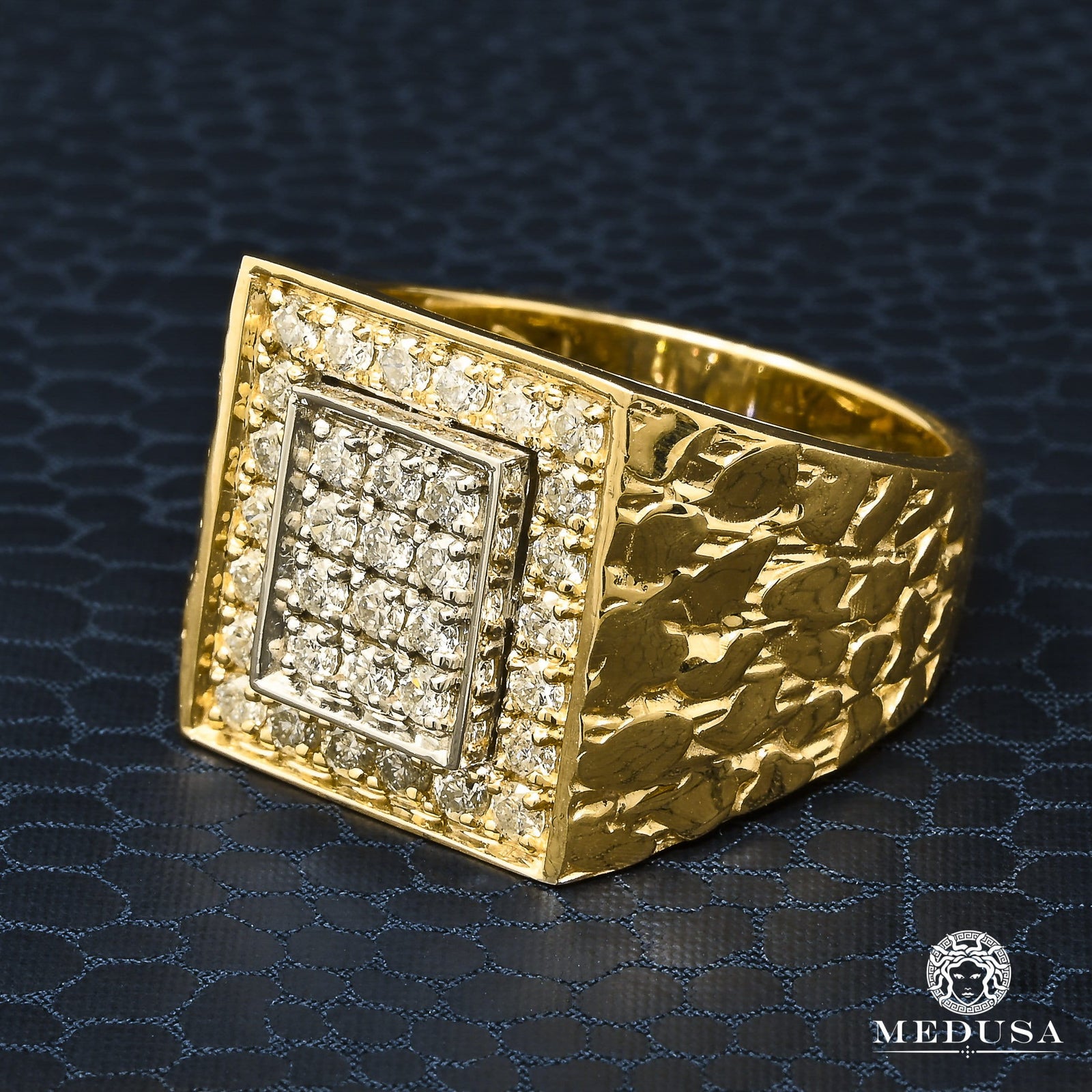 10K Gold Diamond Ring | Nugget D1 Men's Ring - 1.25CT Diamond / Yellow Gold