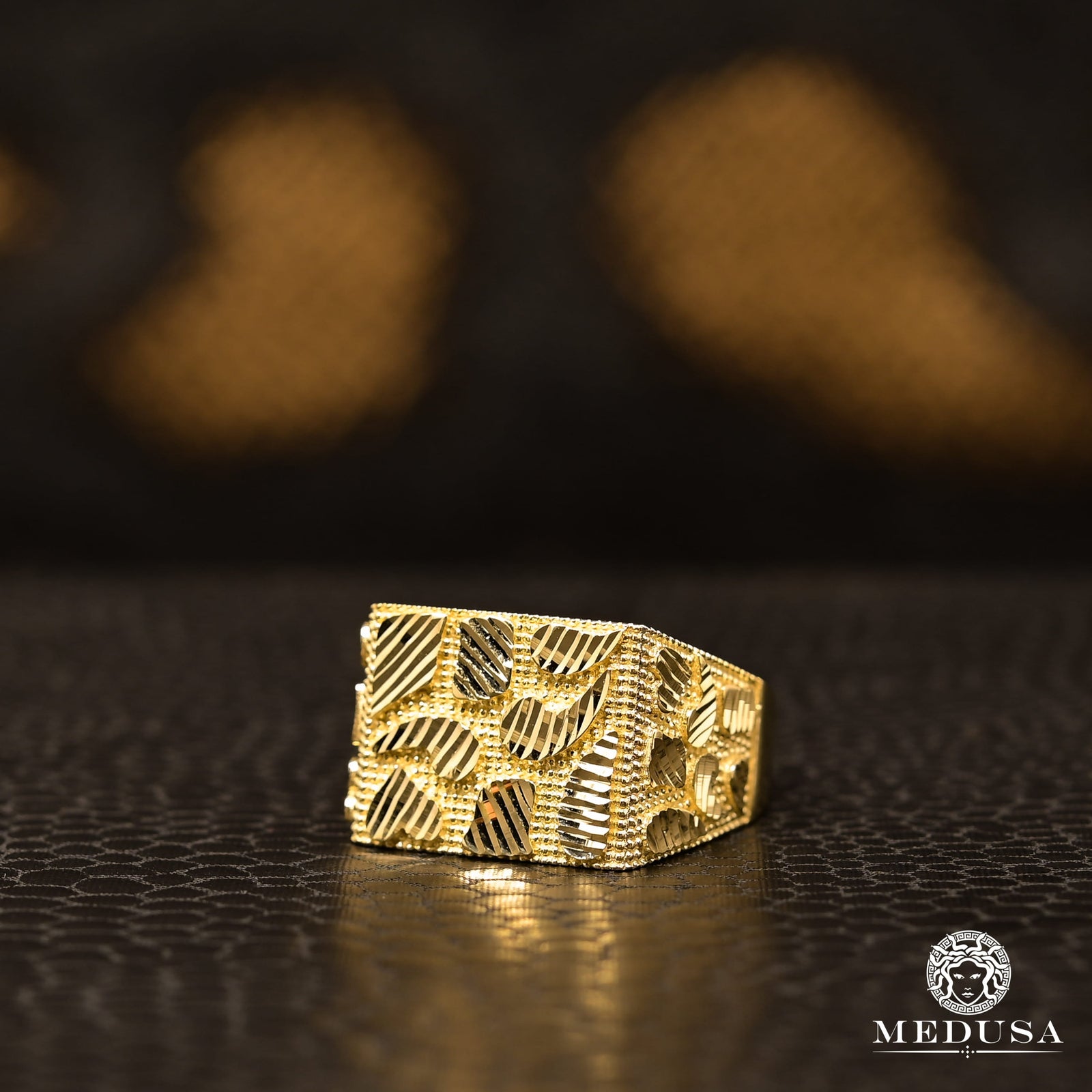Bague en Or 10K | Bague Homme Nugget H15 Or Jaune