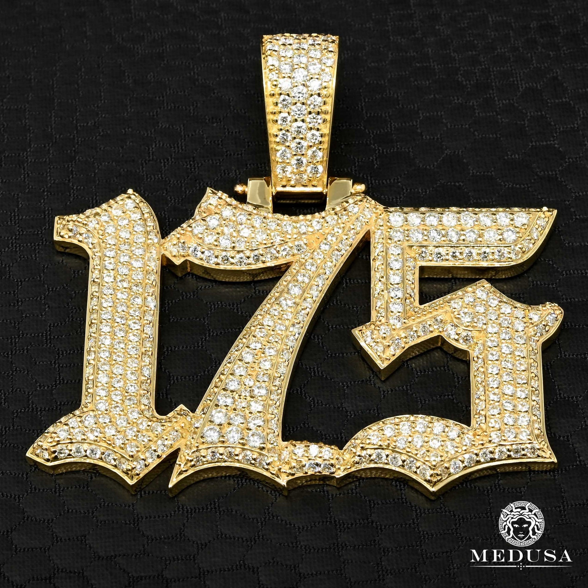 Custom Gold Pendant | Custom Jewelry Pendant 3 Numbers Diamond Yellow Gold