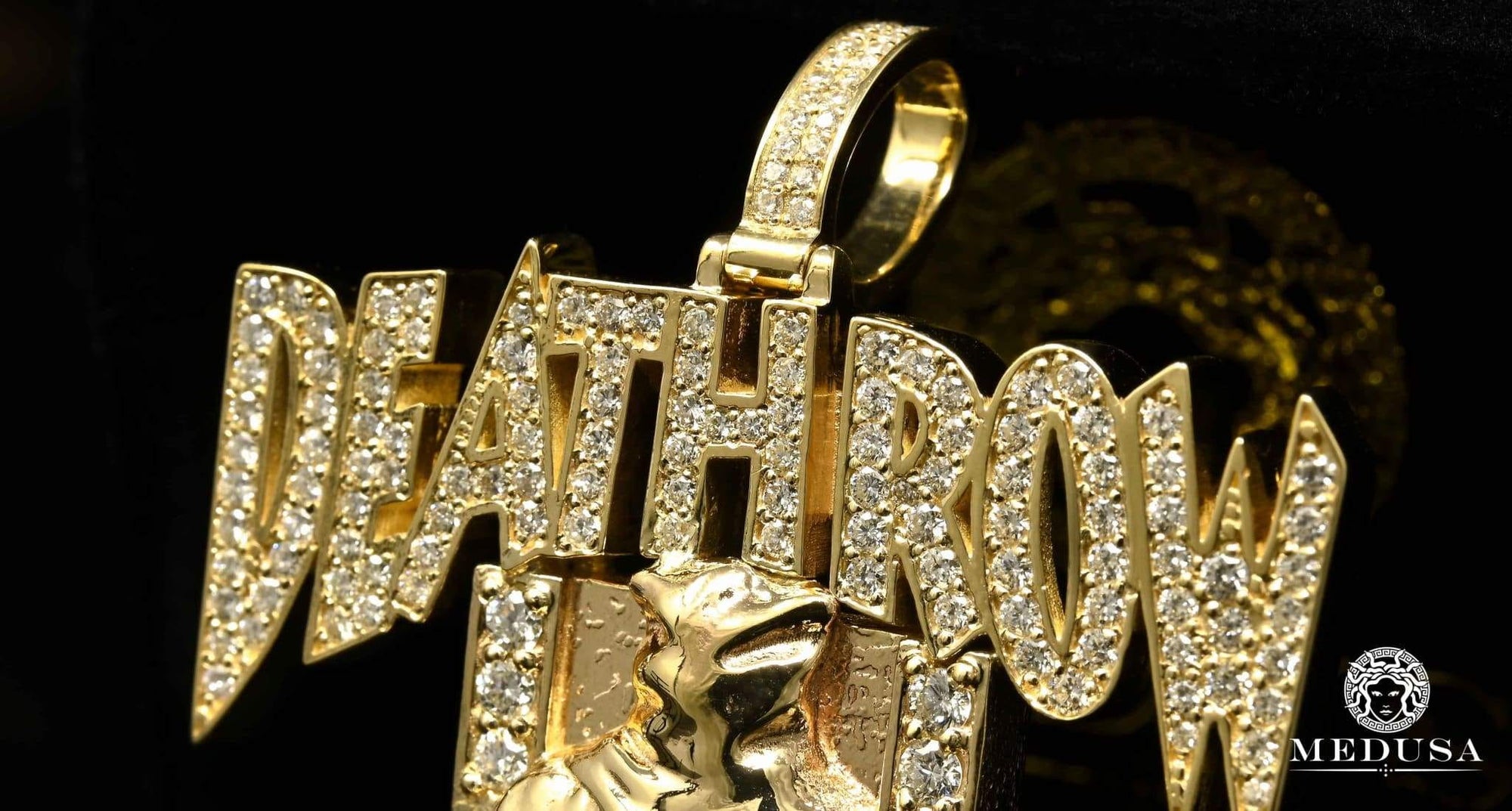 Pendentif en Or Custom | Bijoux Custom Pendentif Deathrow Records Or Jaune
