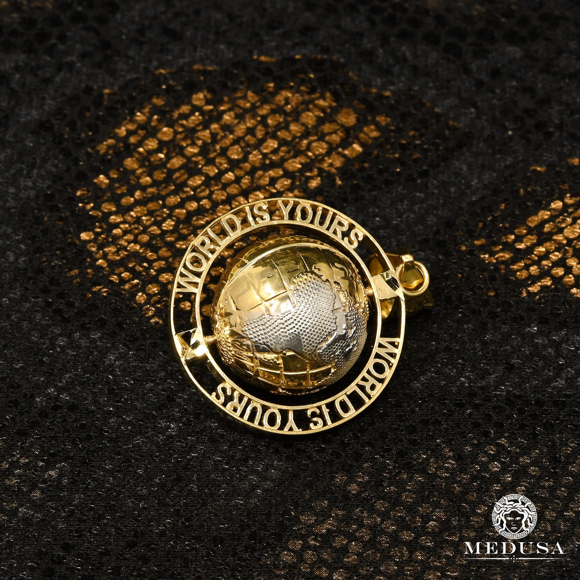 10K Gold Pendant | Pendant Divers Planet X2 Gold 2 Tones / 28mm