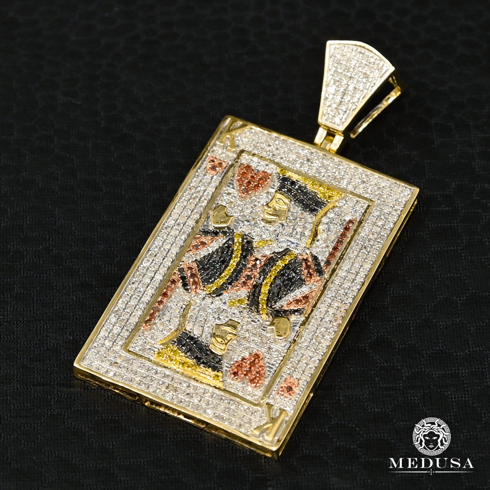 10K Gold Diamond Pendant | Divers Poker D1 Pendant - 2 Tone Gold Diamond