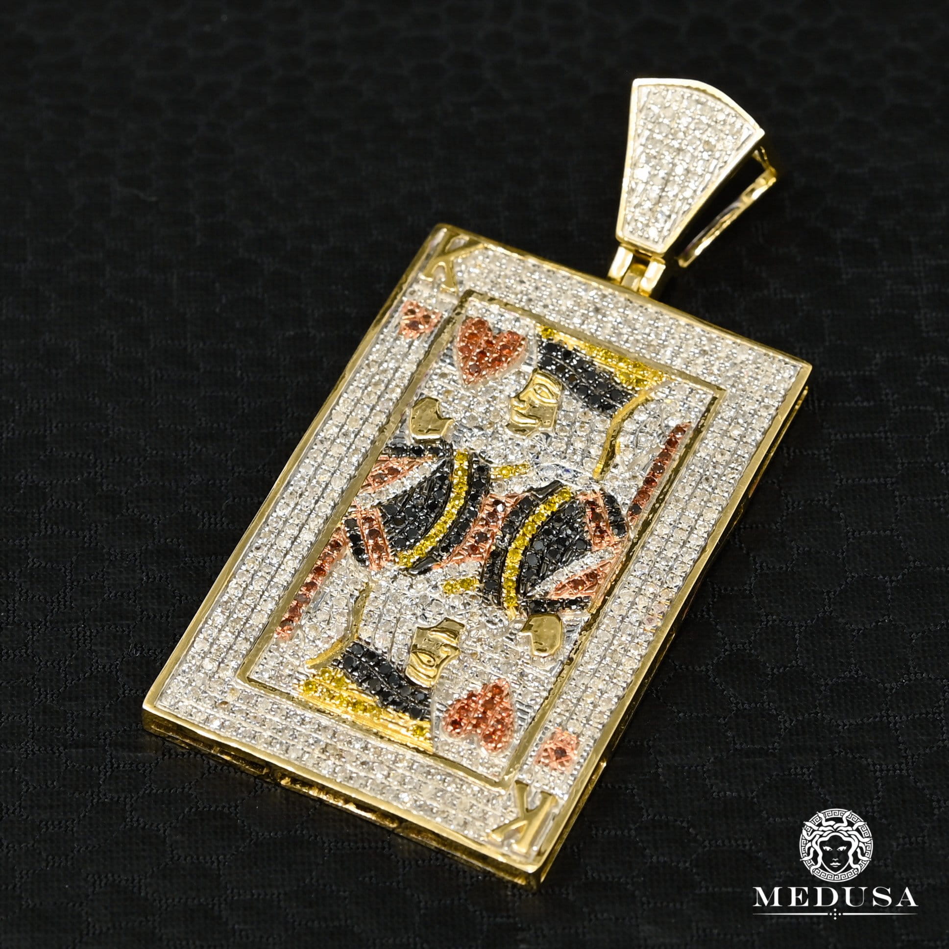 10K Gold Diamond Pendant | Divers Poker D1 Pendant - 2 Tone Gold Diamond