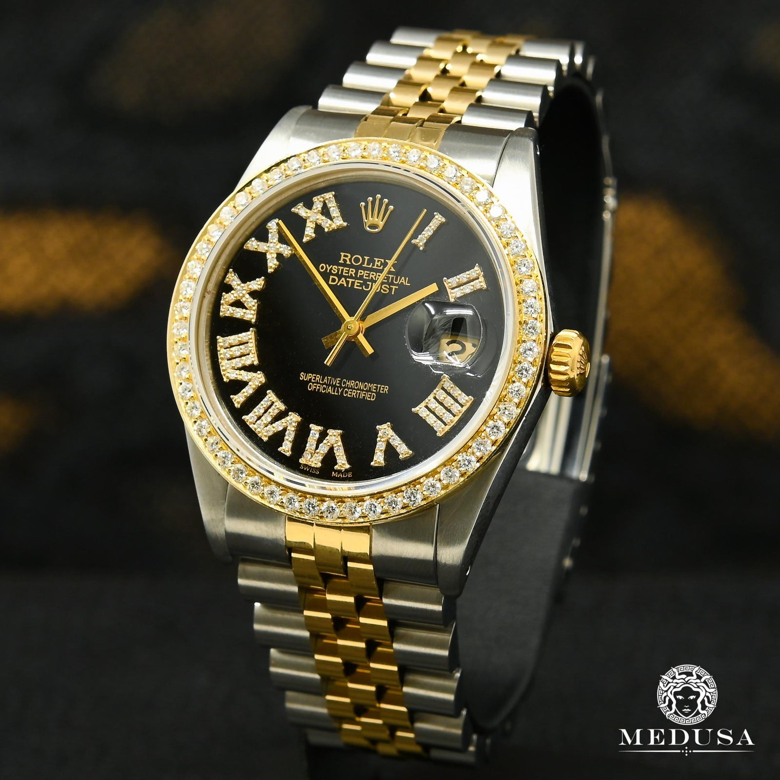 Rolex watch | Rolex Datejust 36mm Men's Watch - Black Vintage Gold 2 Tones