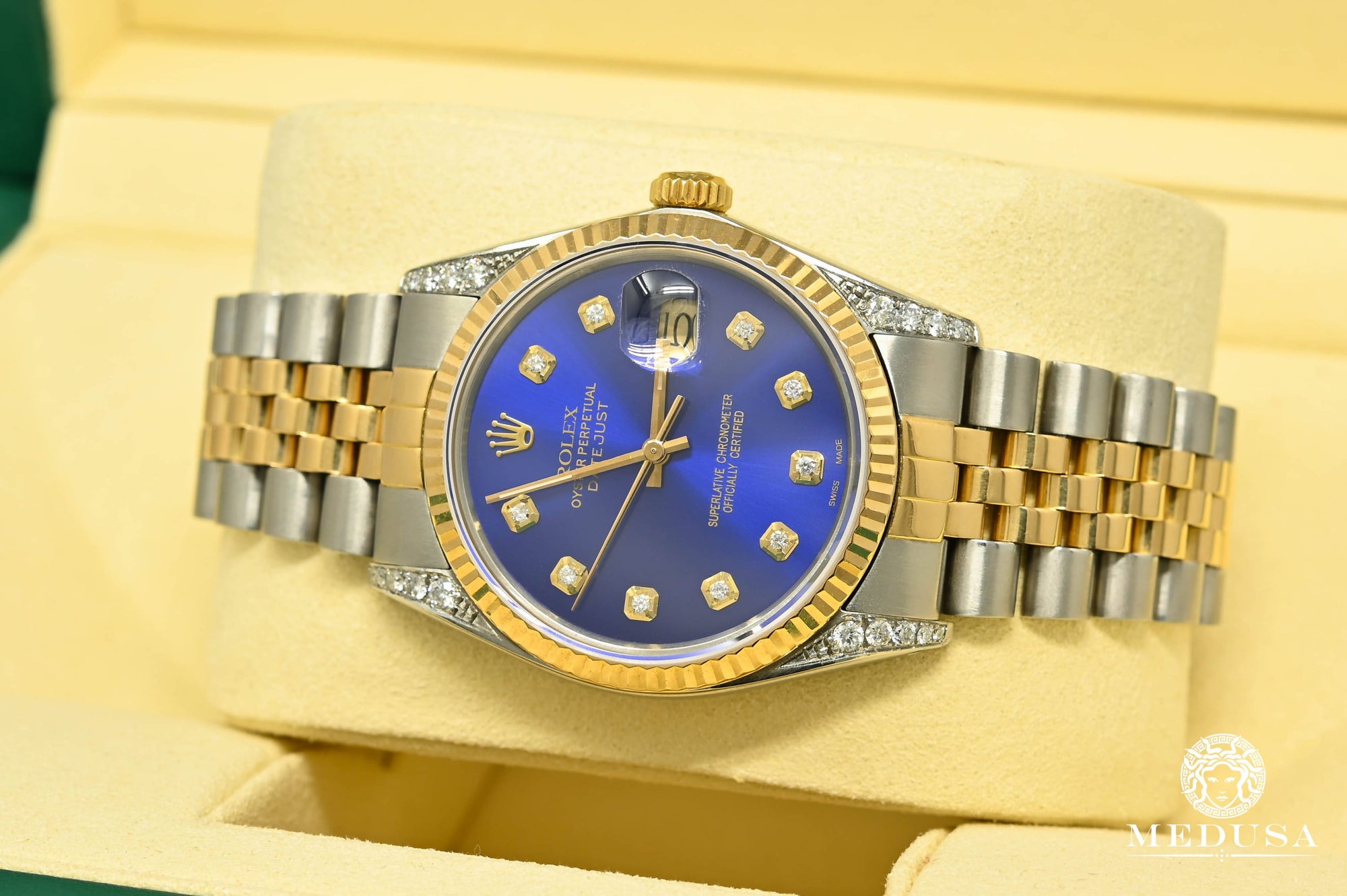 Montre Rolex | Montre Homme Rolex Datejust 36mm - Cadran Bleu Iced Or 2 Tons