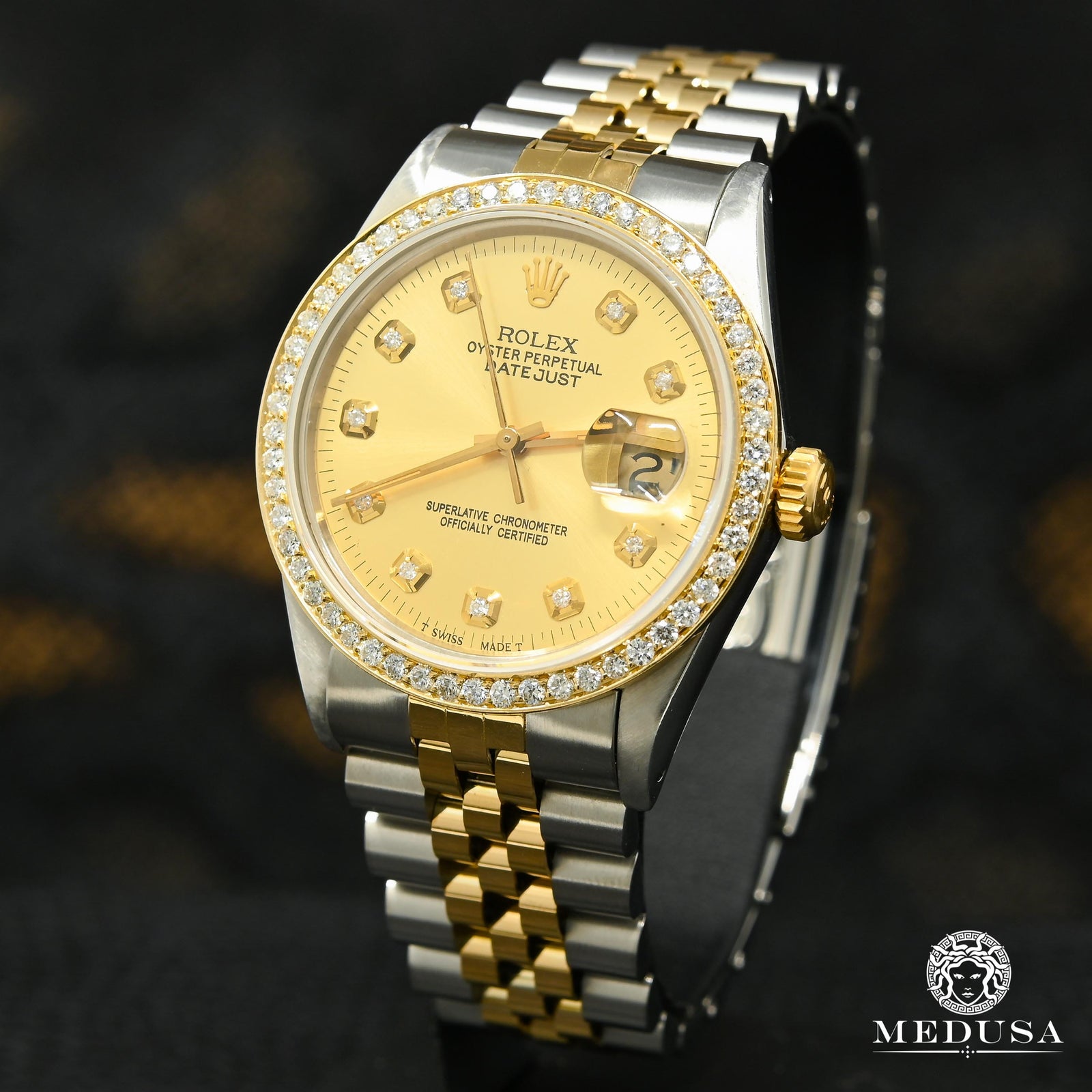 Montre Rolex | Montre Homme Rolex Datejust 36mm - Champagne Or 2 Tons