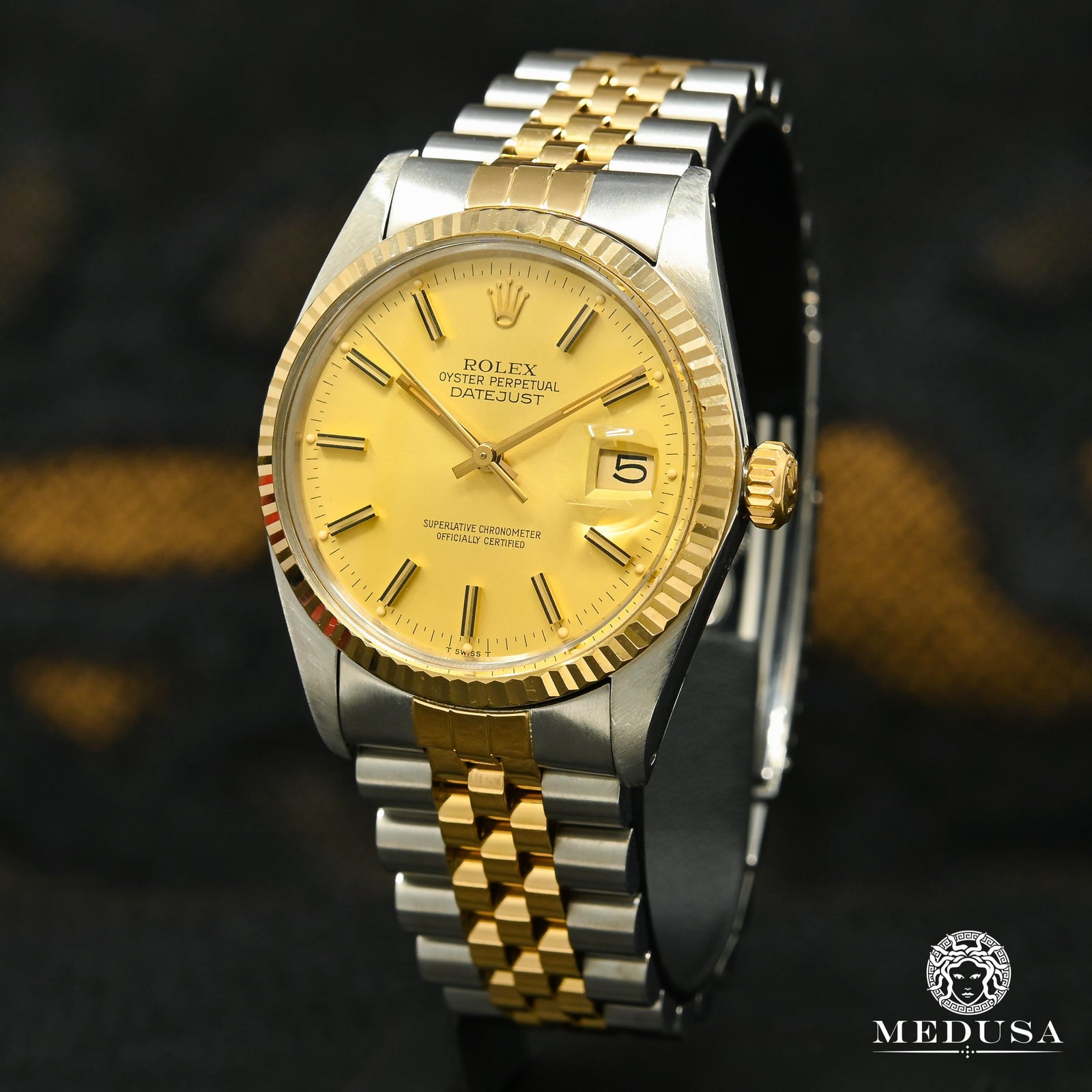 Rolex watch | Rolex Datejust Men's Watch 36mm - Champagne Stick Gold 2 Tones