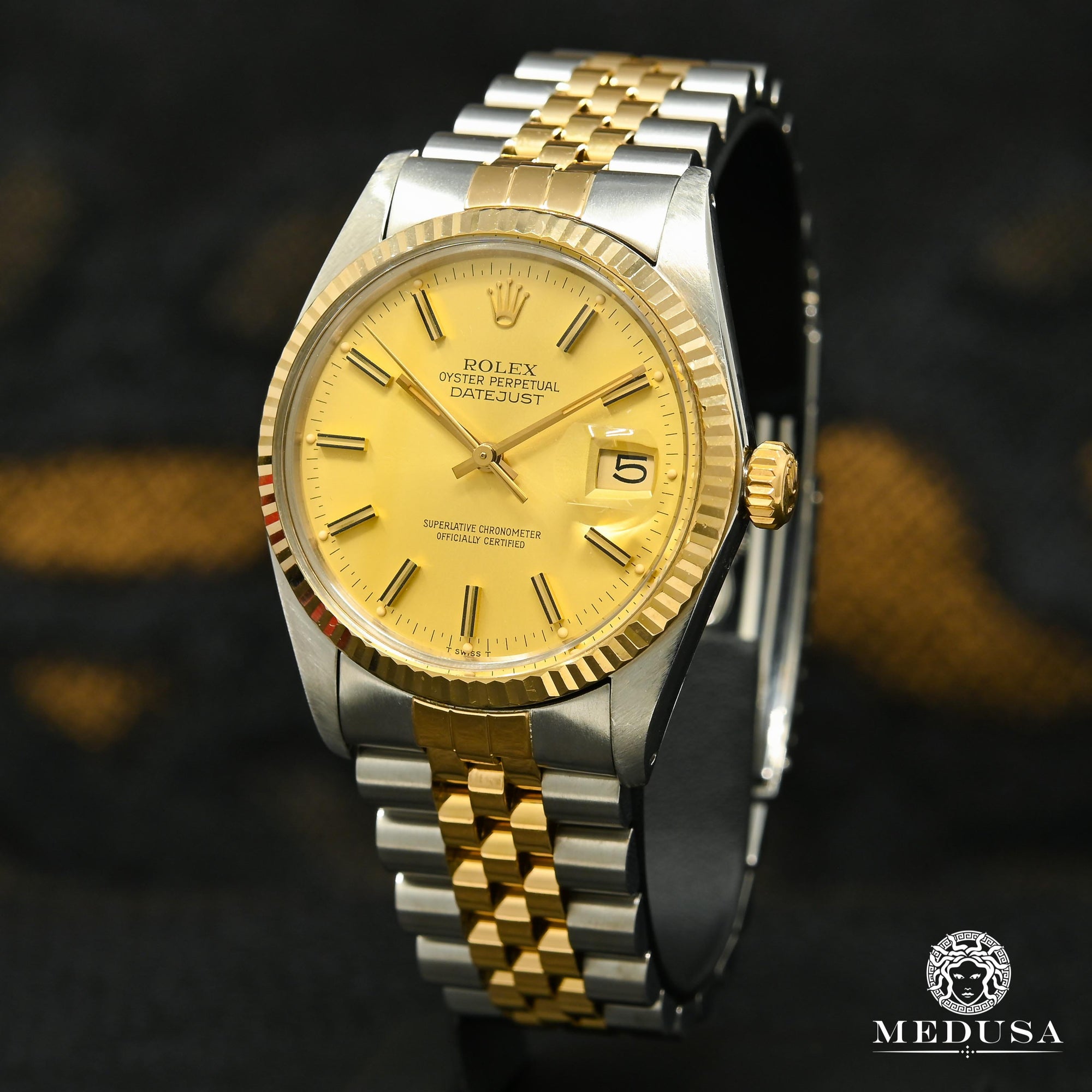 Rolex watch | Rolex Datejust Men's Watch 36mm - Champagne Stick Gold 2 Tones