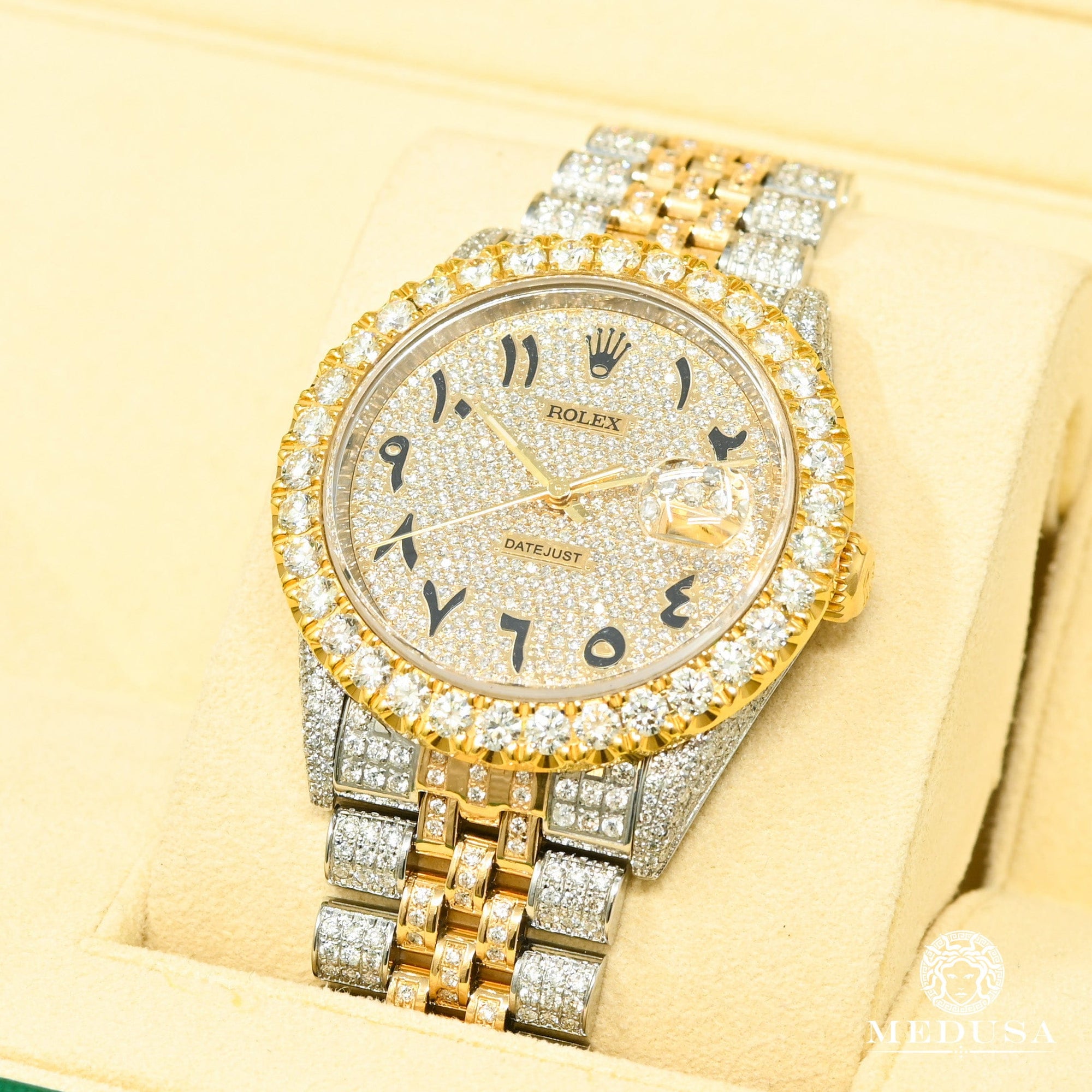 Montre Rolex | Montre Homme Rolex Datejust 36mm - Full Iced Arabic Two-Tone Or 2 Tons