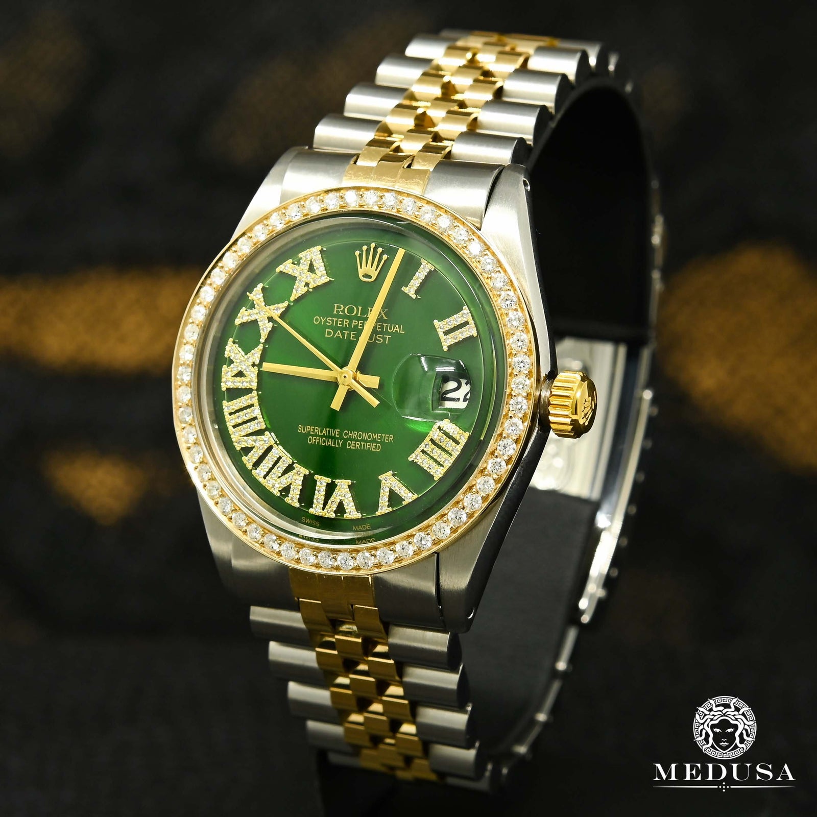 Rolex watch | Rolex Datejust 36mm Men's Watch - Green Vintage Gold 2 Tones