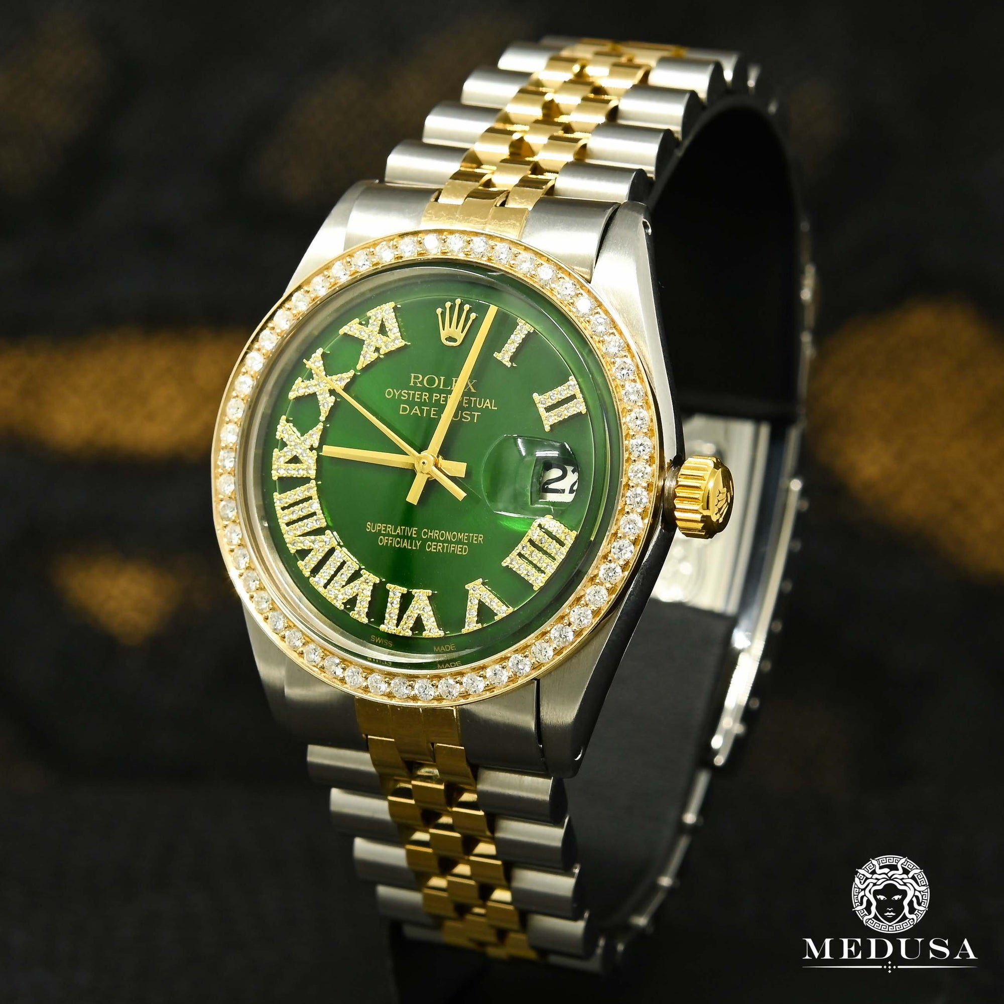 Rolex watch | Rolex Datejust 36mm Men's Watch - Green Vintage Gold 2 Tones